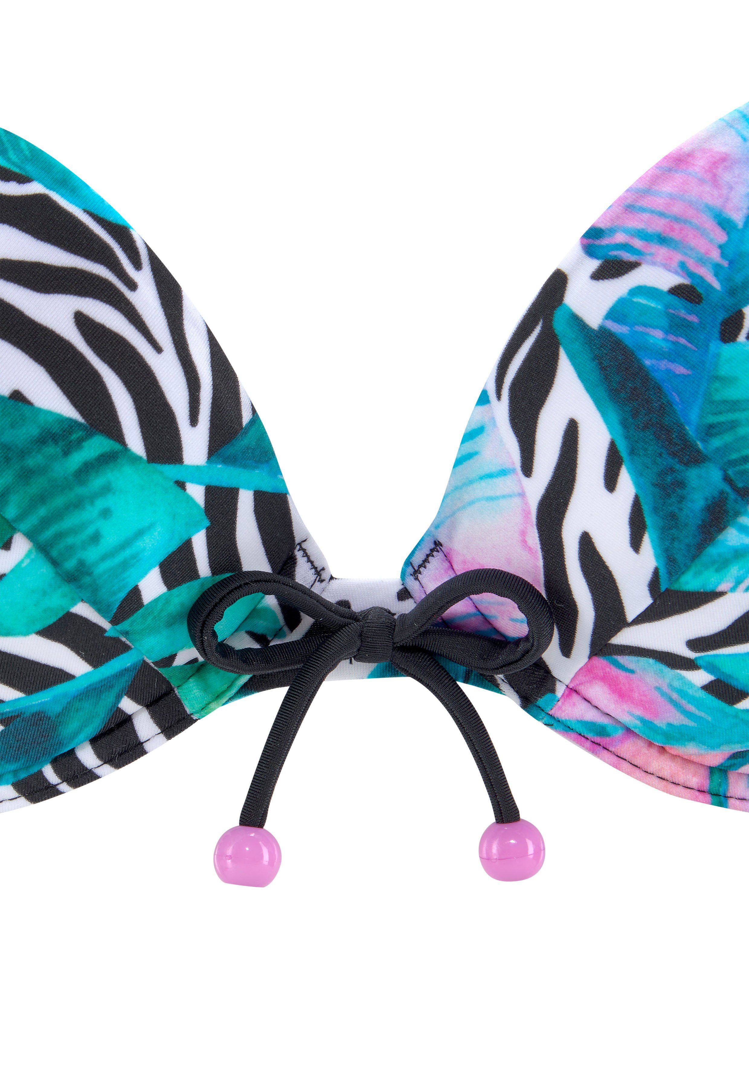 Vivance Push-Up-Bikini mit Animaldruck und Zierperlen