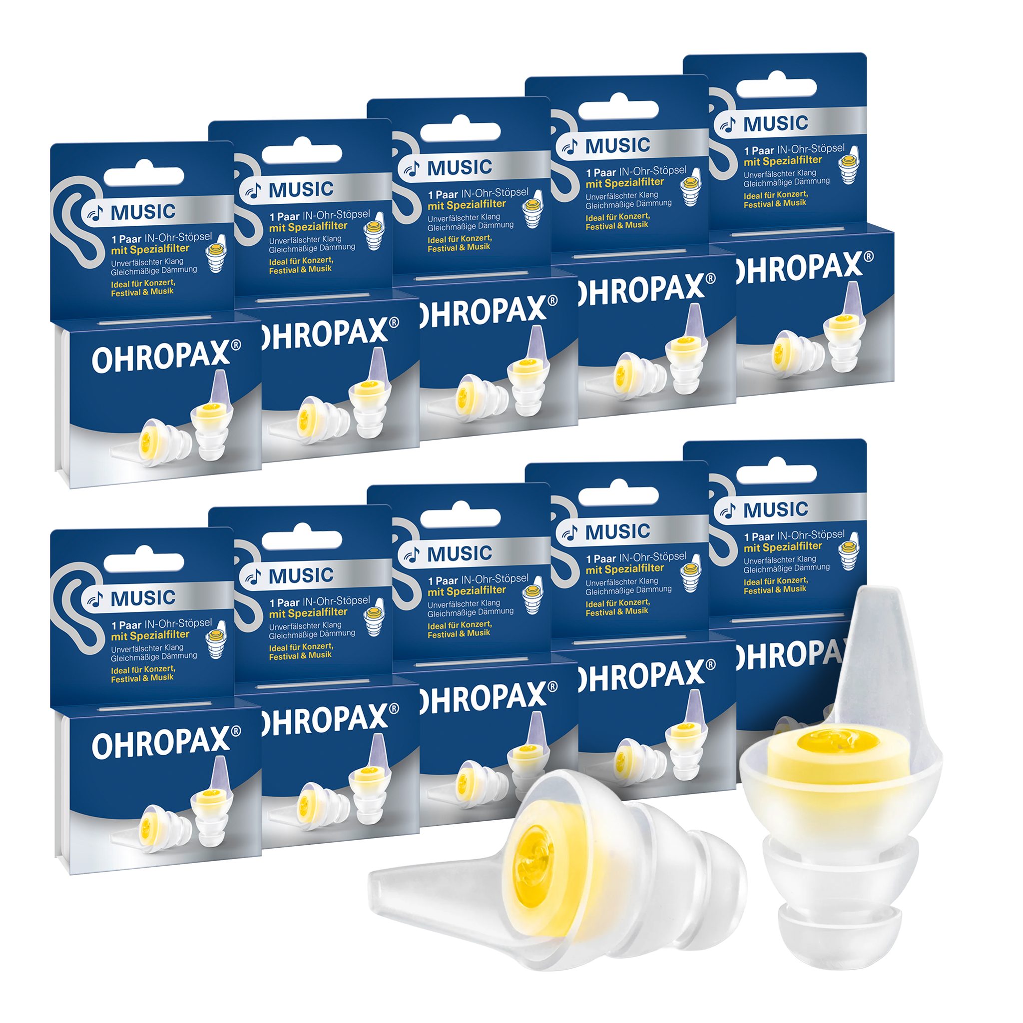OHROPAX Gehörschutzstöpsel OHROPAX Music Ohrstöpsel 10x1 Paar – Musik-Gehörschutz mit Filter