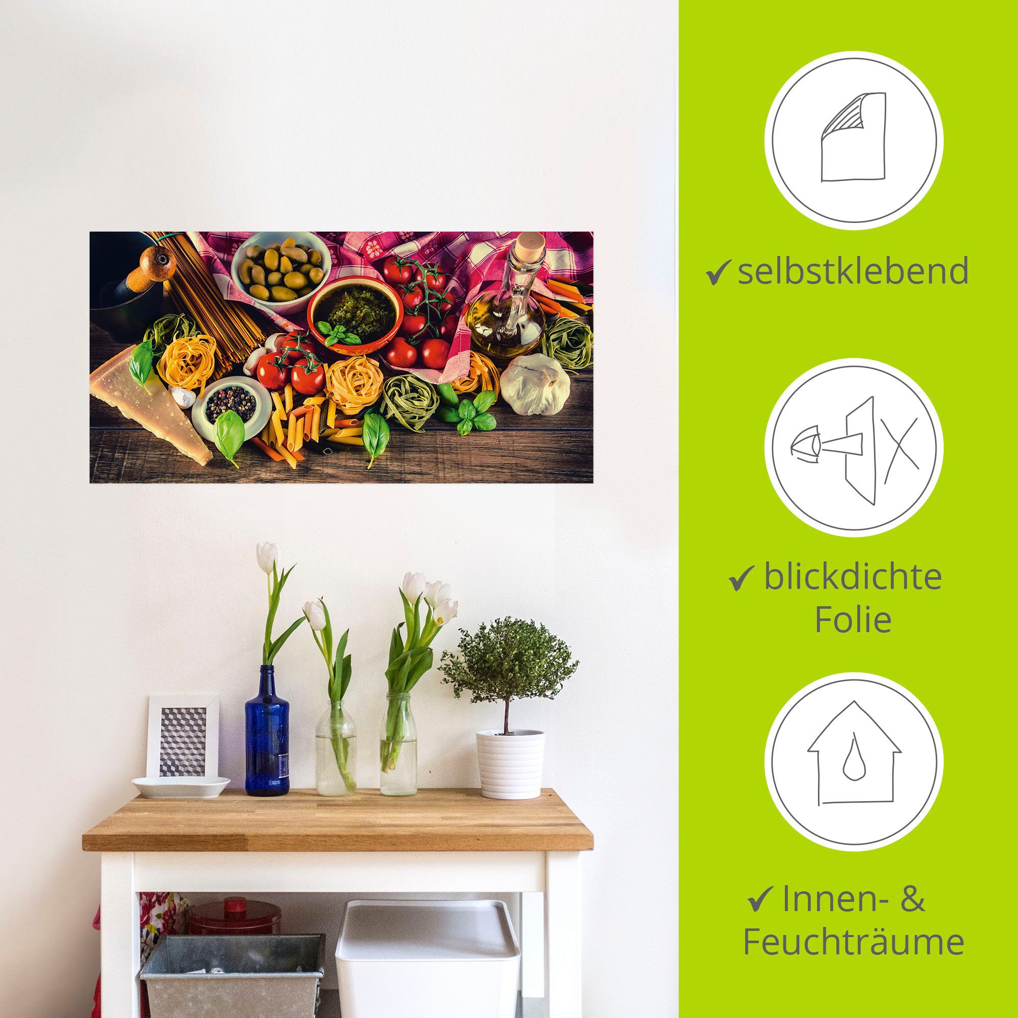 Artland Wandbild Italienisch mediterrane Lebensmittel, Lebensmittel günstig online kaufen