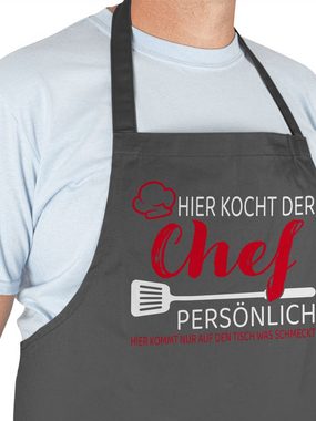 Shirtracer Kochschürze Hier kocht der Chef persönlich - Geschenk Männer Lustig Küche Koch Hob, (1-tlg), Kochschürze Herren Männer