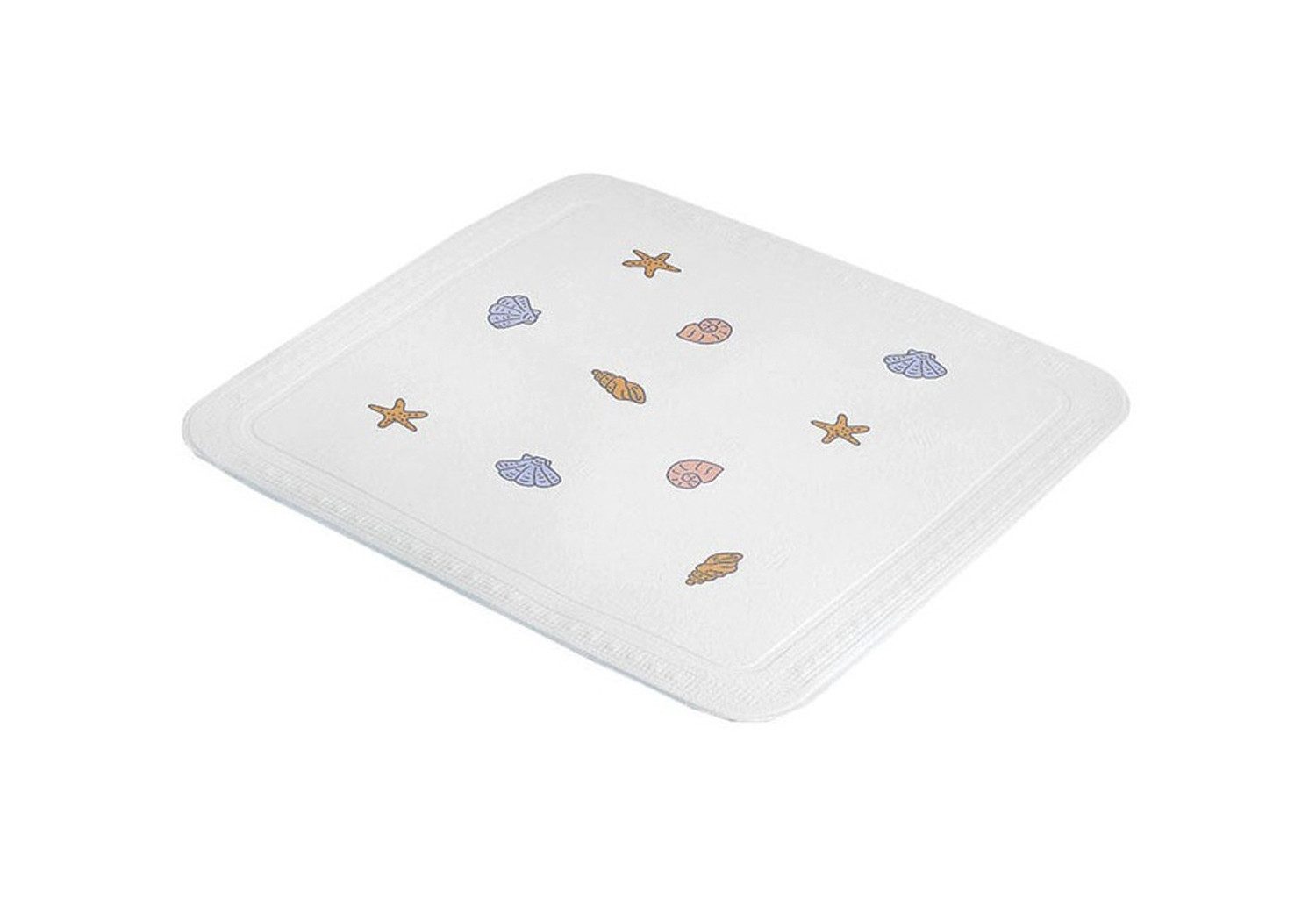 Kleine Wolke Duscheinlage BEACH, Weiß, B 55 cm, L 55 cm, Muschelmotive, PVC, B: 55 cm, L: 55 cm, 1-tlg., Saugnäpfe