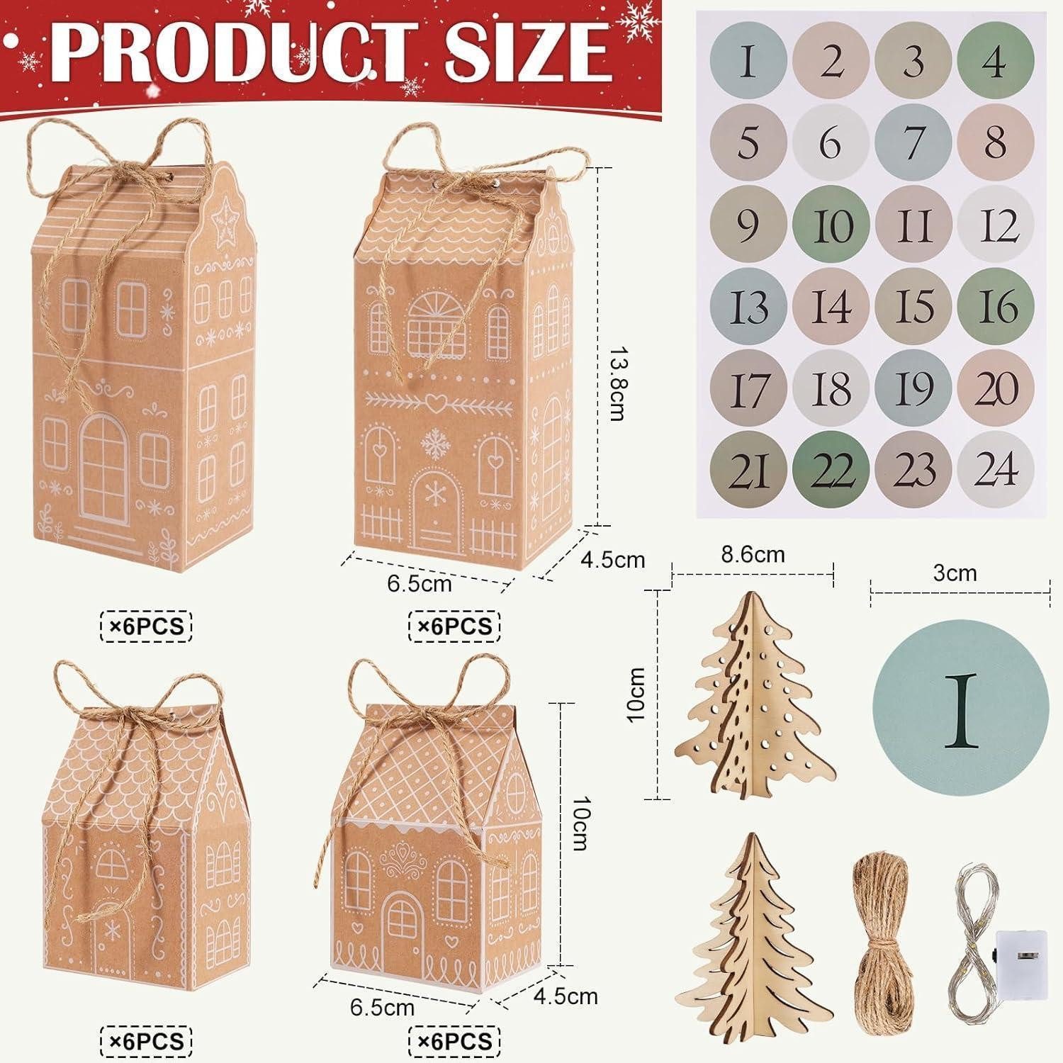 LuxusKollektion DIY-Adventskalender Adventskalender Befüllbar Zahlenaufkleber 24 Gingerbread House