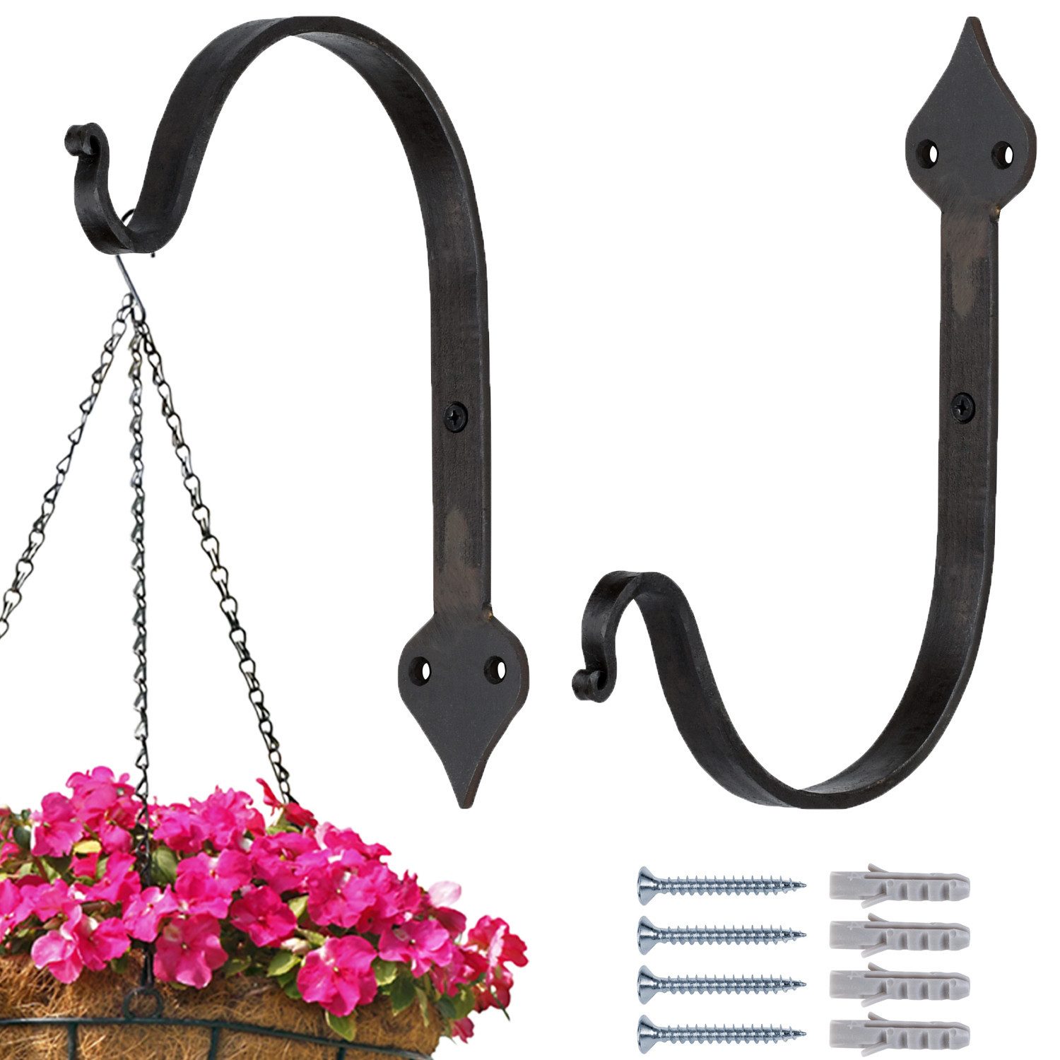 Marrakesch Orient & Mediterran Interior Wandhaken 2er Set Handgeschmiedeter Wandhaken Mapor aus Eisen in Schwarz 24 cm, (2-St), Handarbeit
