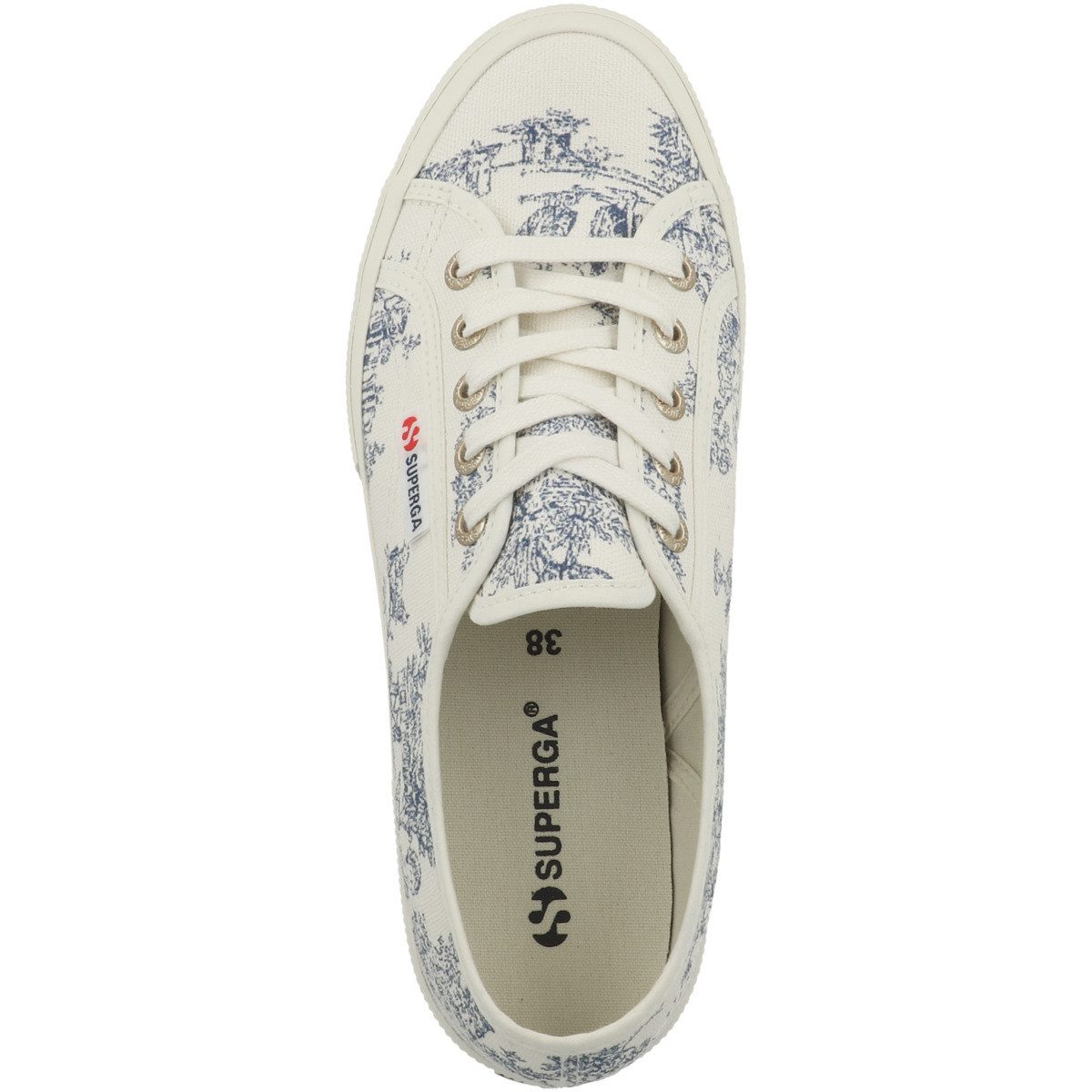 Superga 2750 Toile De Jouy Damen Sneaker Turnschuhe, Sportschuhe, Freizeitschuhe, Halbschuhe, Schnürschuhe