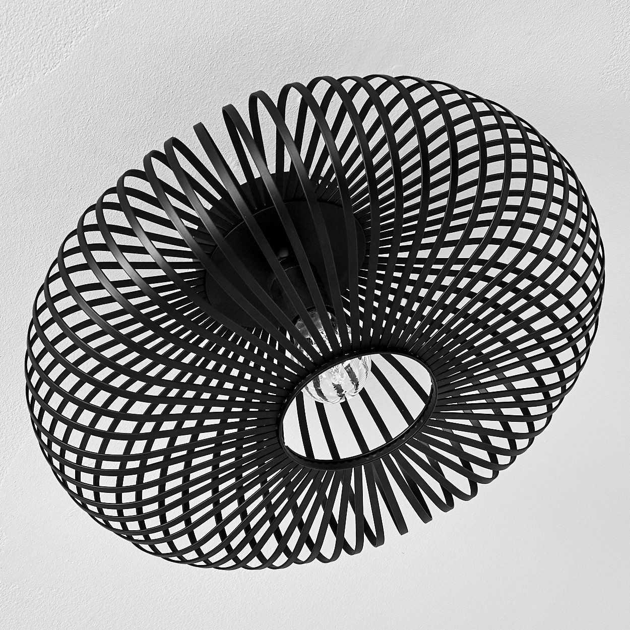 hofstein Deckenleuchte »Devin« runde Deckenlampe aus Metall in Schwarz, ohne Leuchtmittel, E27, Leuchte mit tollen Lichteffekten an der Decke – Bild 4 von 5