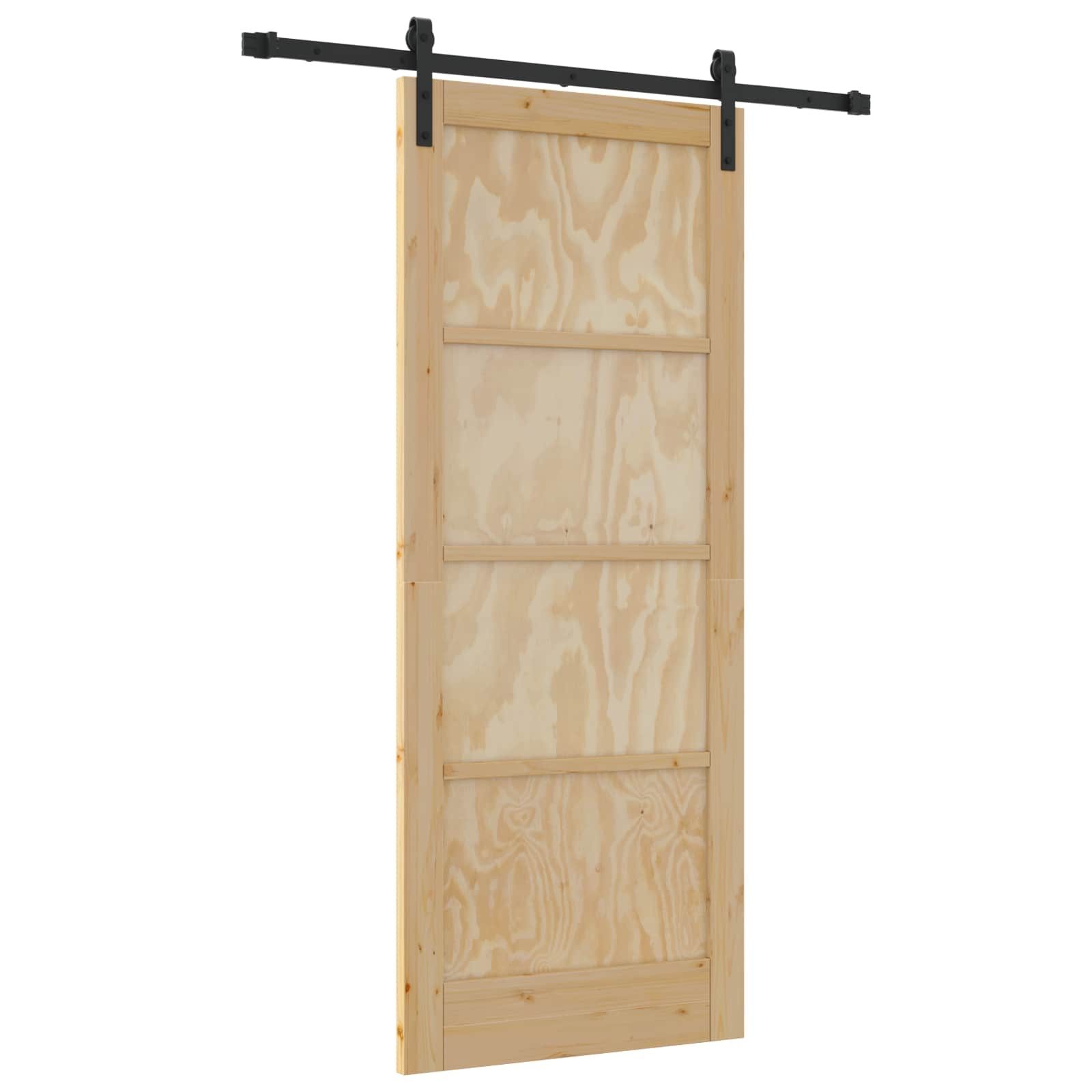 vidaXL Haustür Schiebetür Natur 83 x 202 cm Massives Kiefernholz (1-St)