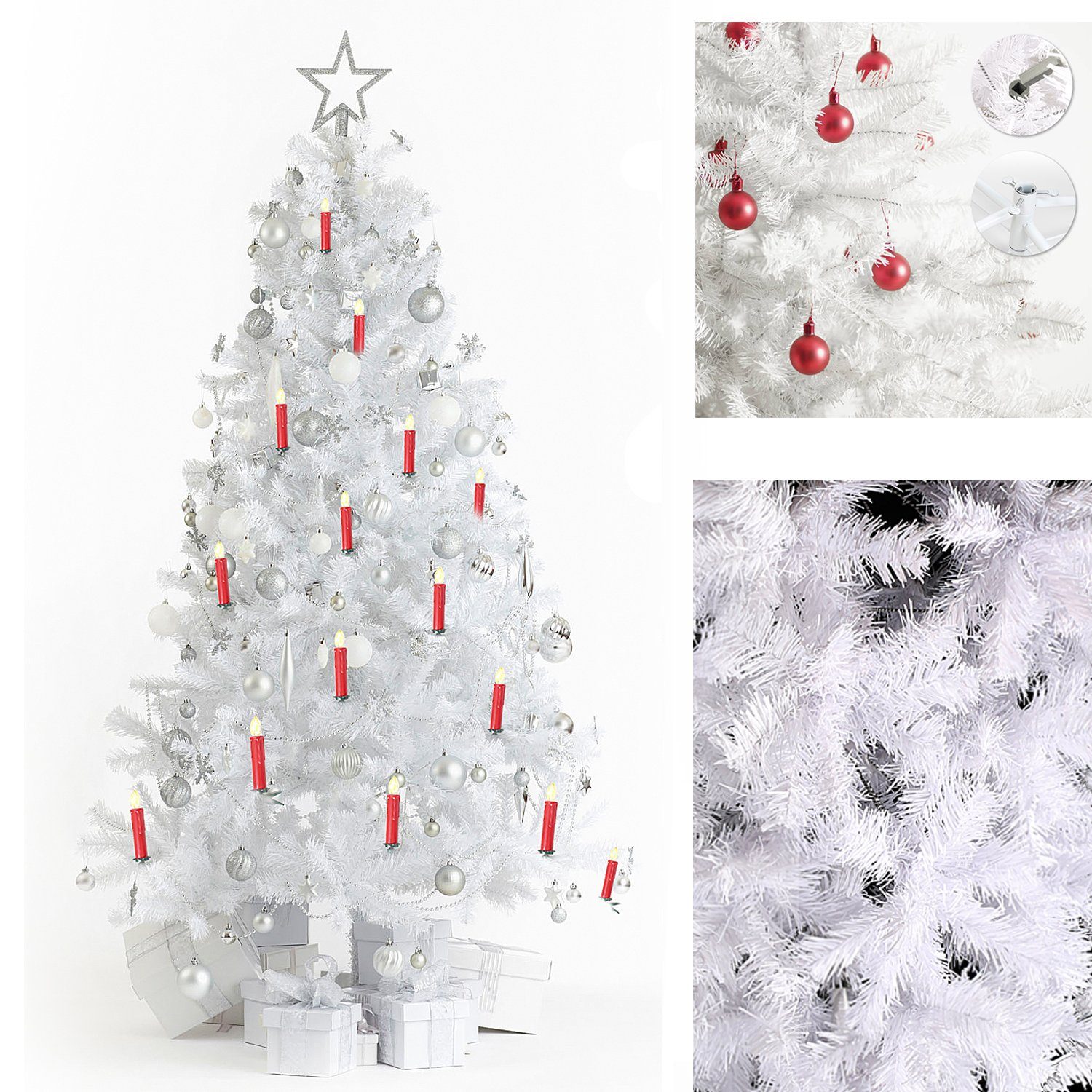 Weihnachtsbaum Tannenbaum Weiß Künstlicher künstlicher Weihnachtsbaum Christbaum Gotoll XM007-10, Metallständer