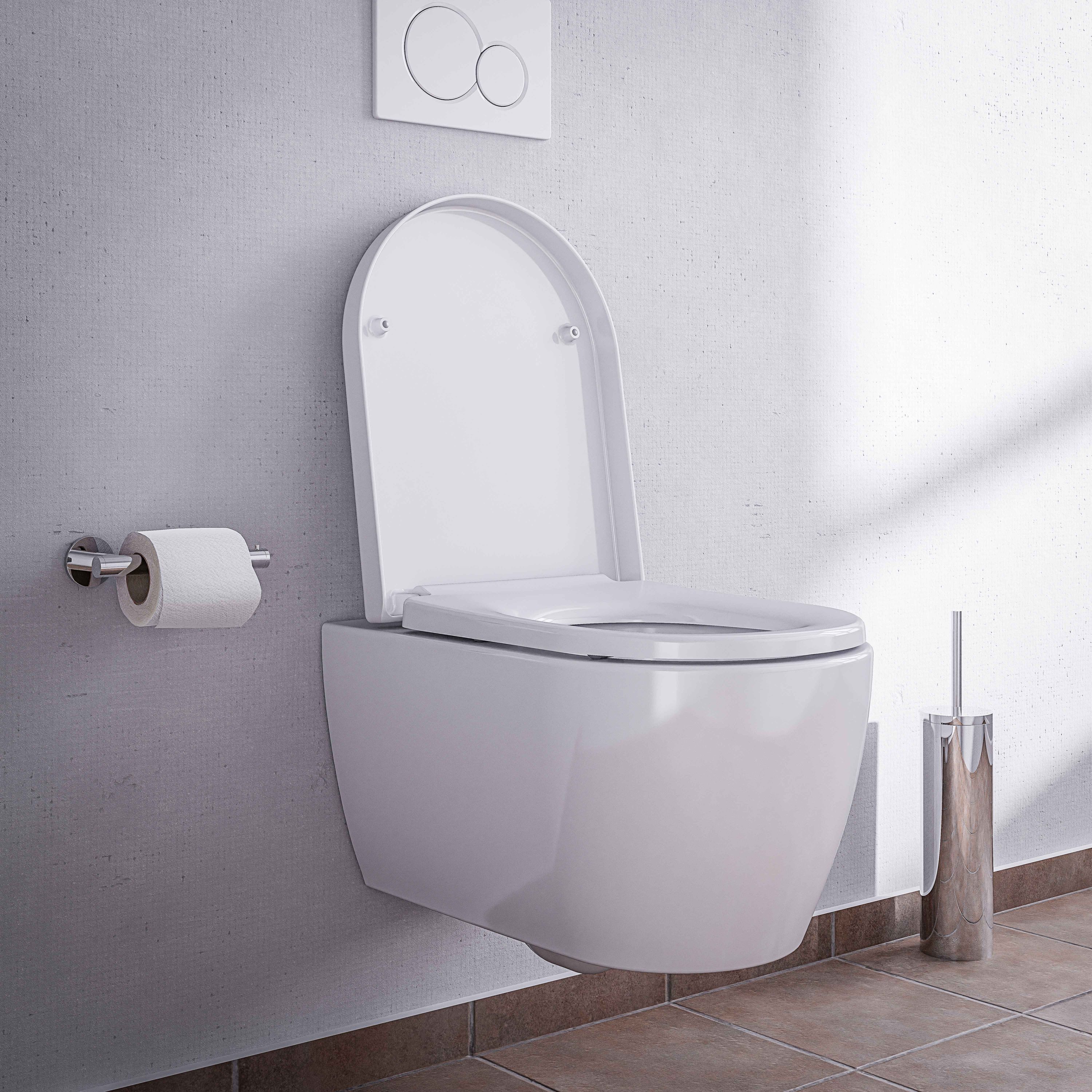 Bernstein Tiefspül-WC NANO NT2039, Wandmontage, Abgang Waagerecht, Wählbarer Soft-Close-Sitz