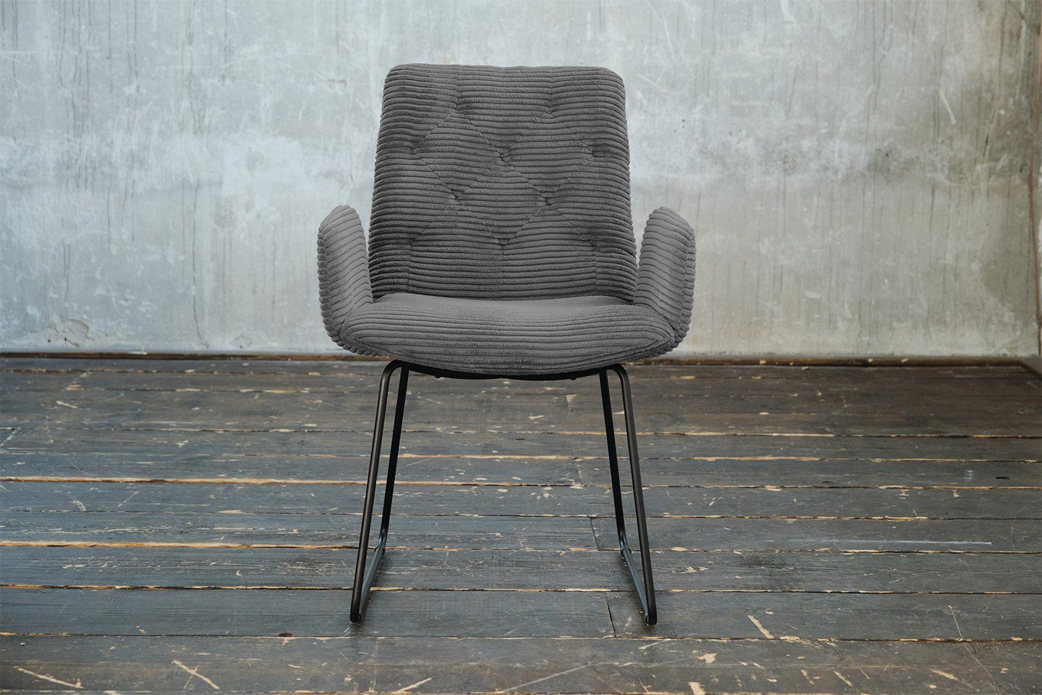 KAWOLA Esszimmerstuhl NEW CHARME, Stuhl Esszimmersessel Cord, mit od. ohne Drehfunktion, versch. Farben grau | Stühle