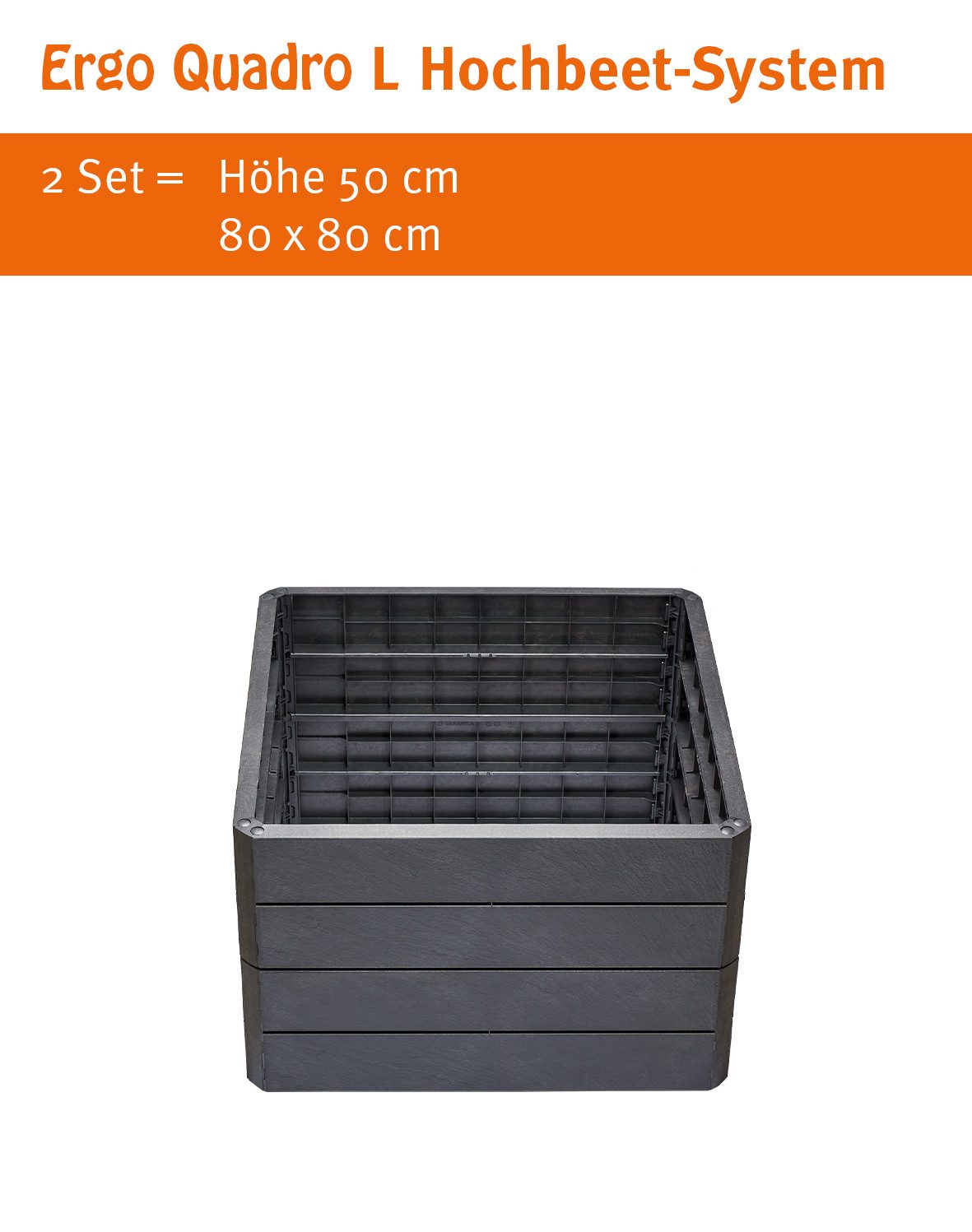 GARANTIA Hochbeet ERGO QUADRO L Hochbeet-System Stone 4 Paneele inkl. Verbinder
