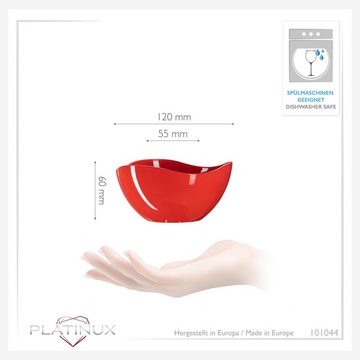 PLATINUX Schüssel Rote Schüsseln Set 6 Teilig, Glas, (6-tlg), Snackschüsseln 225ml Müslischüssel Eisschüssel Salatschalen