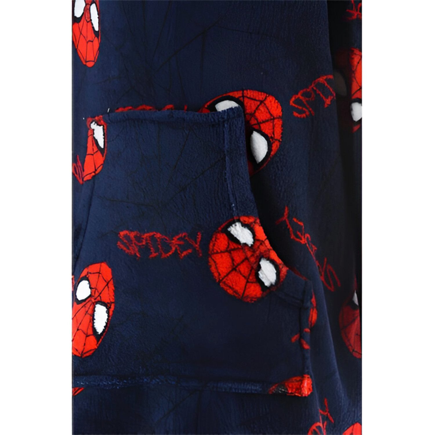 MARVEL Bademantel Marvel Spiderman Kinder Hausmantel Bademantel mit Kapuze, langarm, Polyester, Gürtel, Gr. 104 bis 128