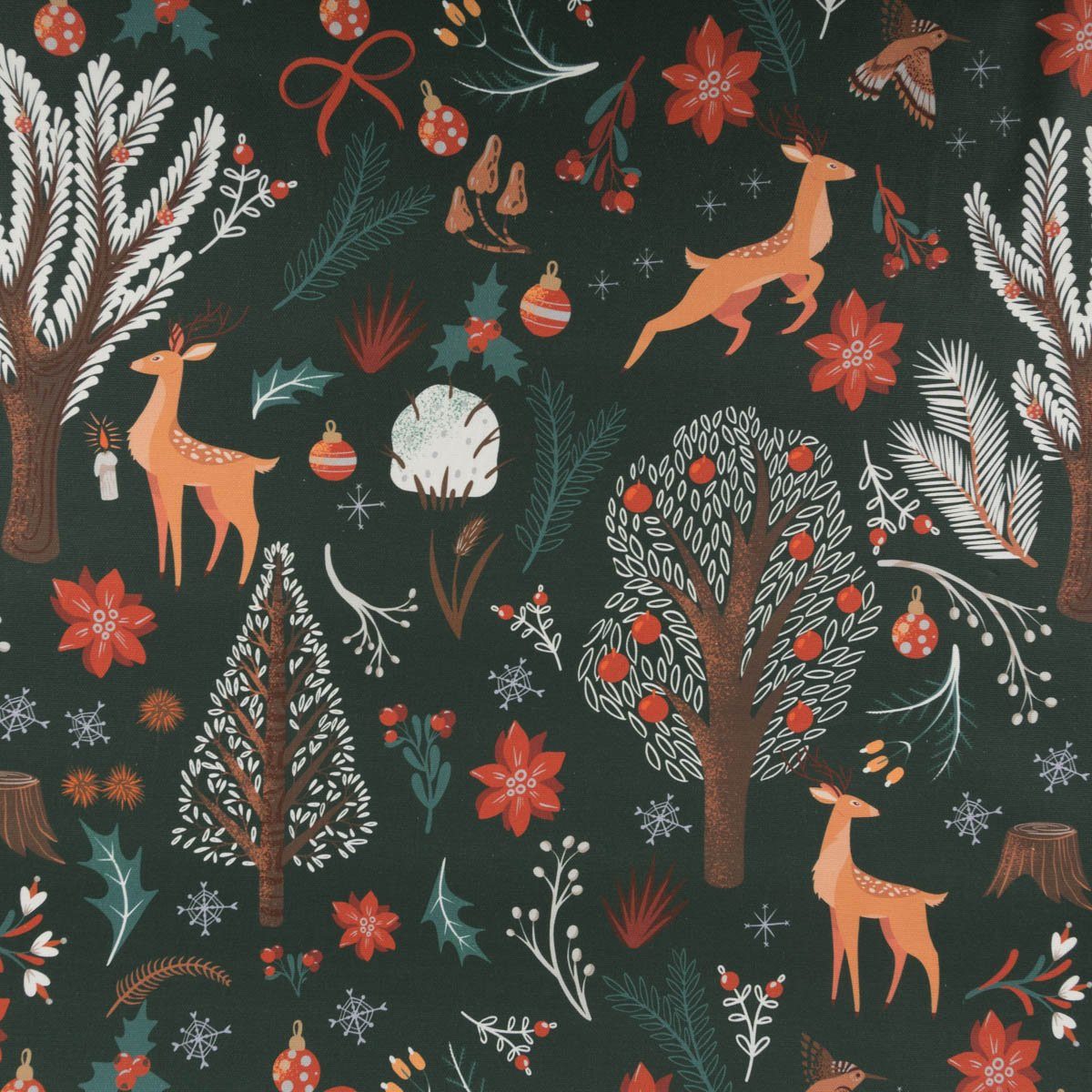 SCHÖNER LEBEN. Stoff Weihnachtsstoff Meterware Baumwolle Scandi Winter dunkelgrün 1,40m, Digitaldruck
