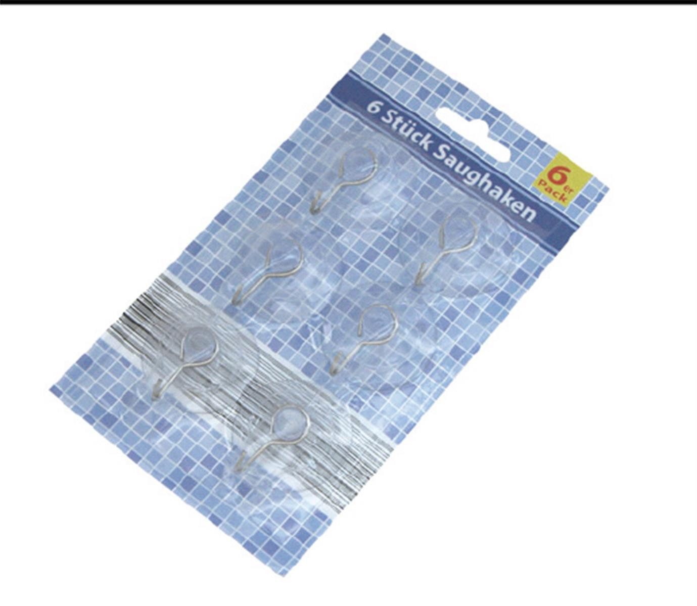 Handtuchhaken Saughaken Set 6tlg. Edelstahl – Starke Saugnäpfe Silber, Für glatte Oberflächen geeignet.