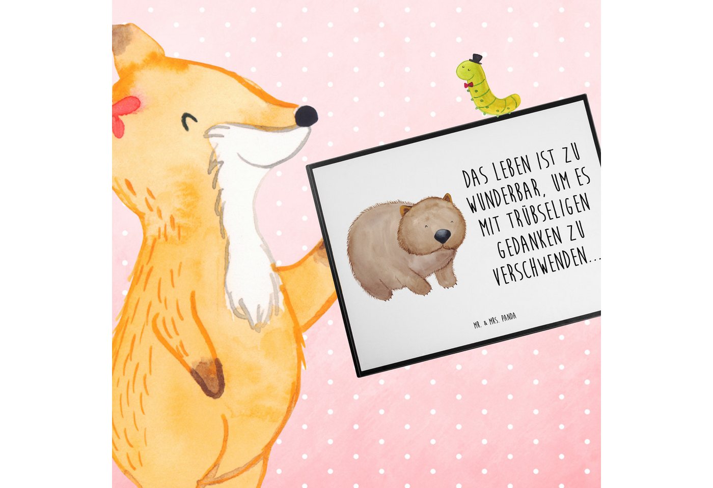 Thumbnail - Mr. & Mrs. Panda Schreibtischunterlage Wombat - Weiß - Geschenk, Gute Laune, Australien, Schreibtisch Unterl, (Packung, ...