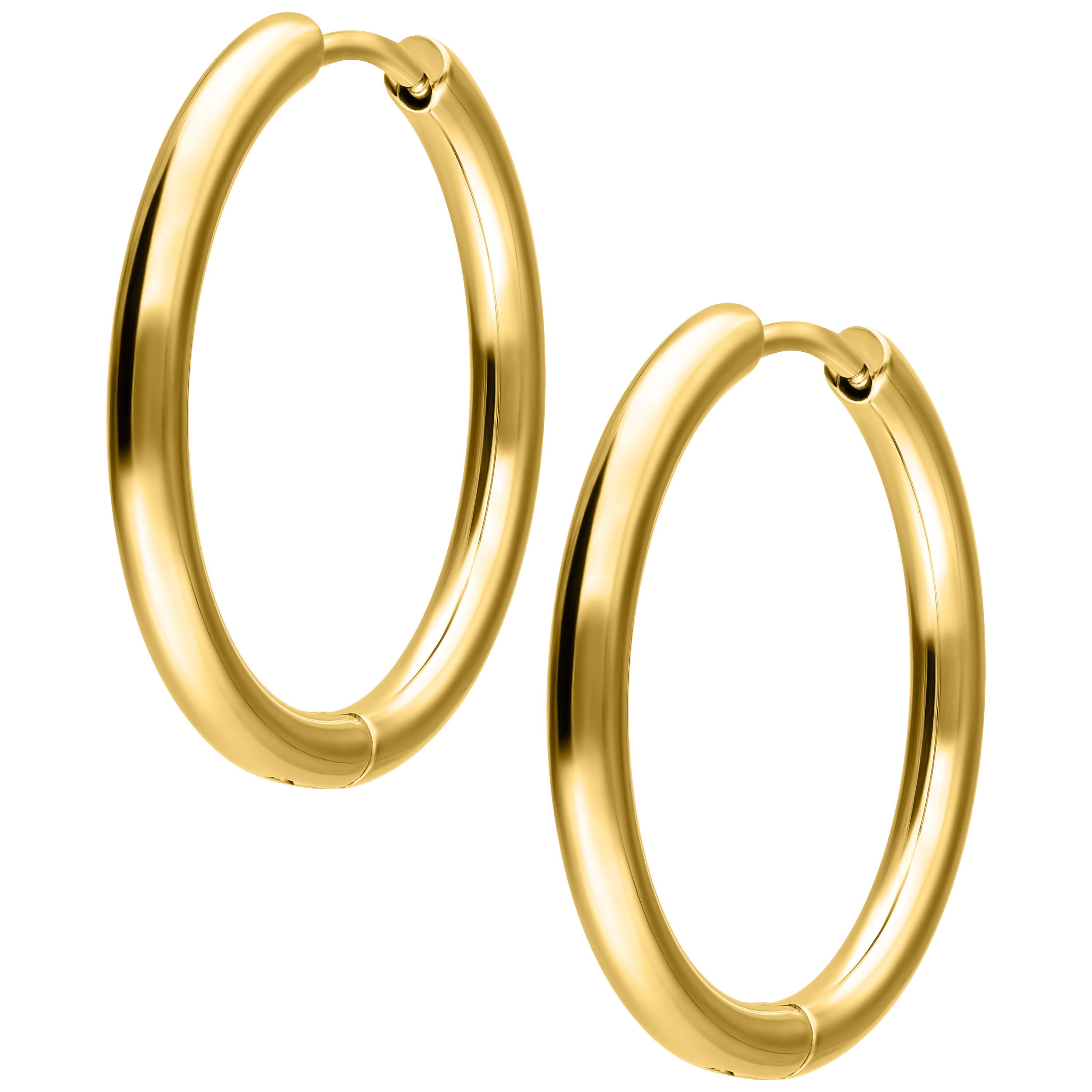 Wildcat Paar Ohrhänger Little Hoops - Gold, 20,0 mm, Chirurgenstahl 316L - wasserfest, langlebig, hautverträglich