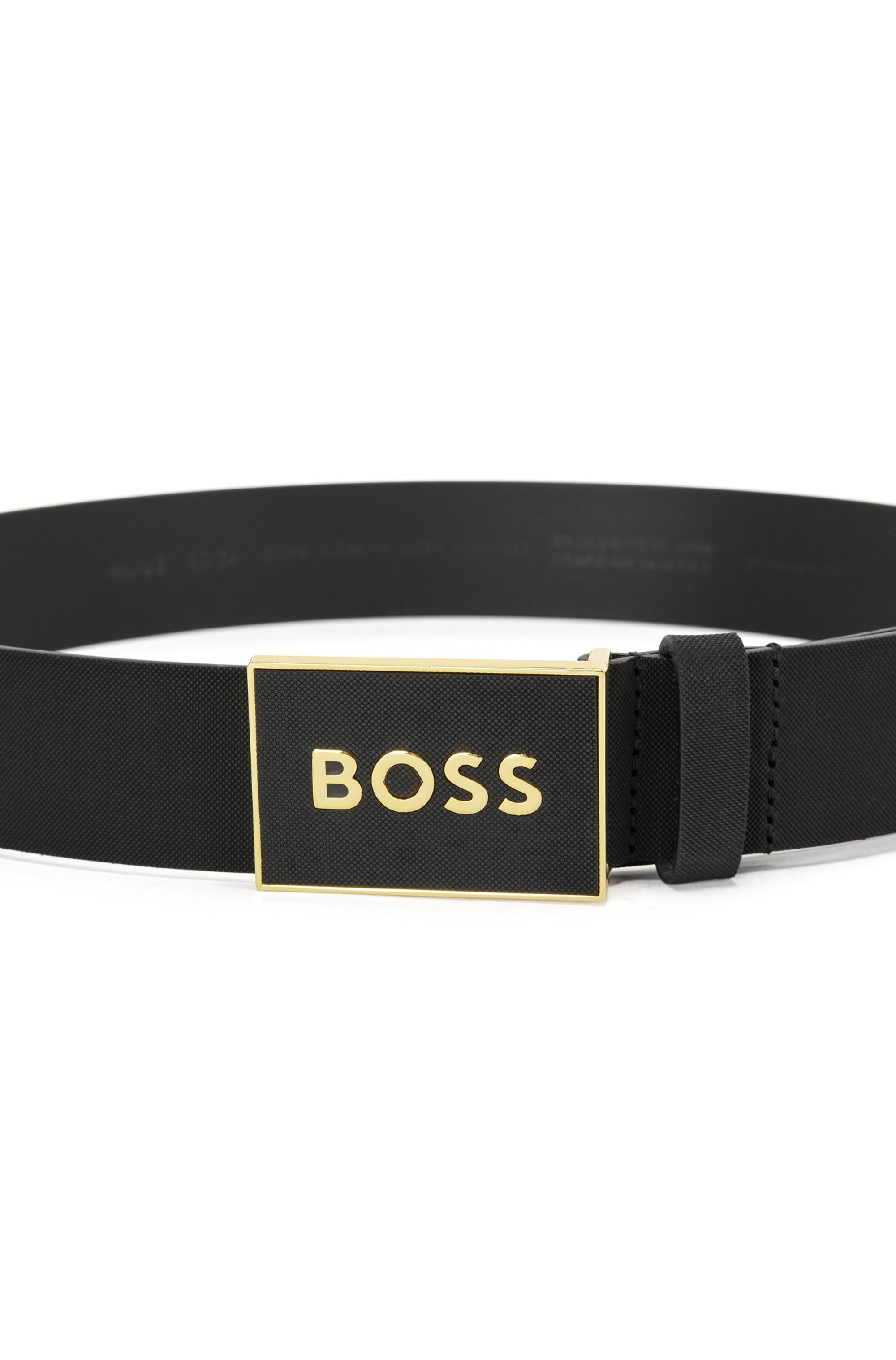 BOSS Ledergürtel Boss_Icon-S1_Sz40 mit BOSS-Logo-Prägung auf der Koppelschließe