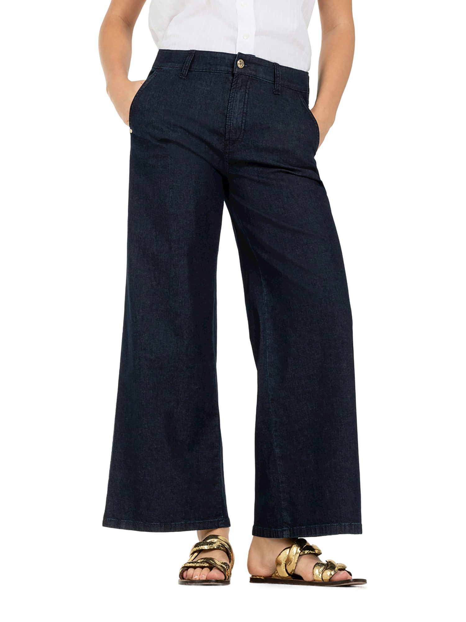 Cambio Stretch-Hose blau, Casual, Baumwolle, Unifarben, Regular Fit, Mittel