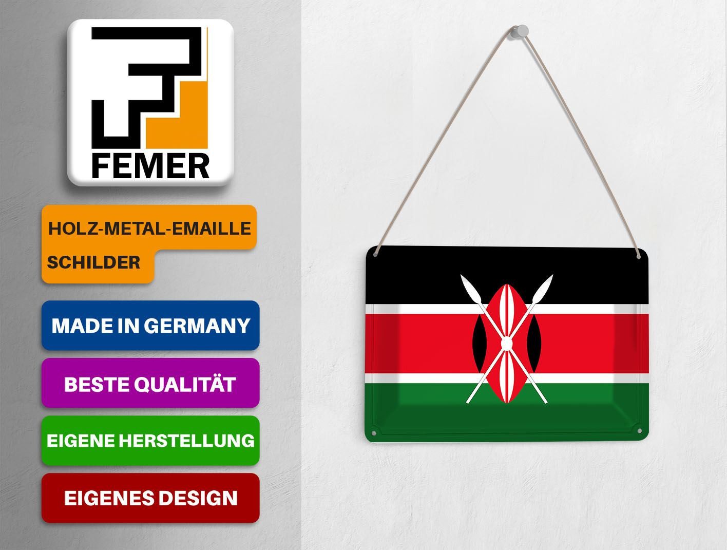 Femer GmbH Postkarte Flagge Kenias 14x10 cm Flag of Kenya, unfrankiert
