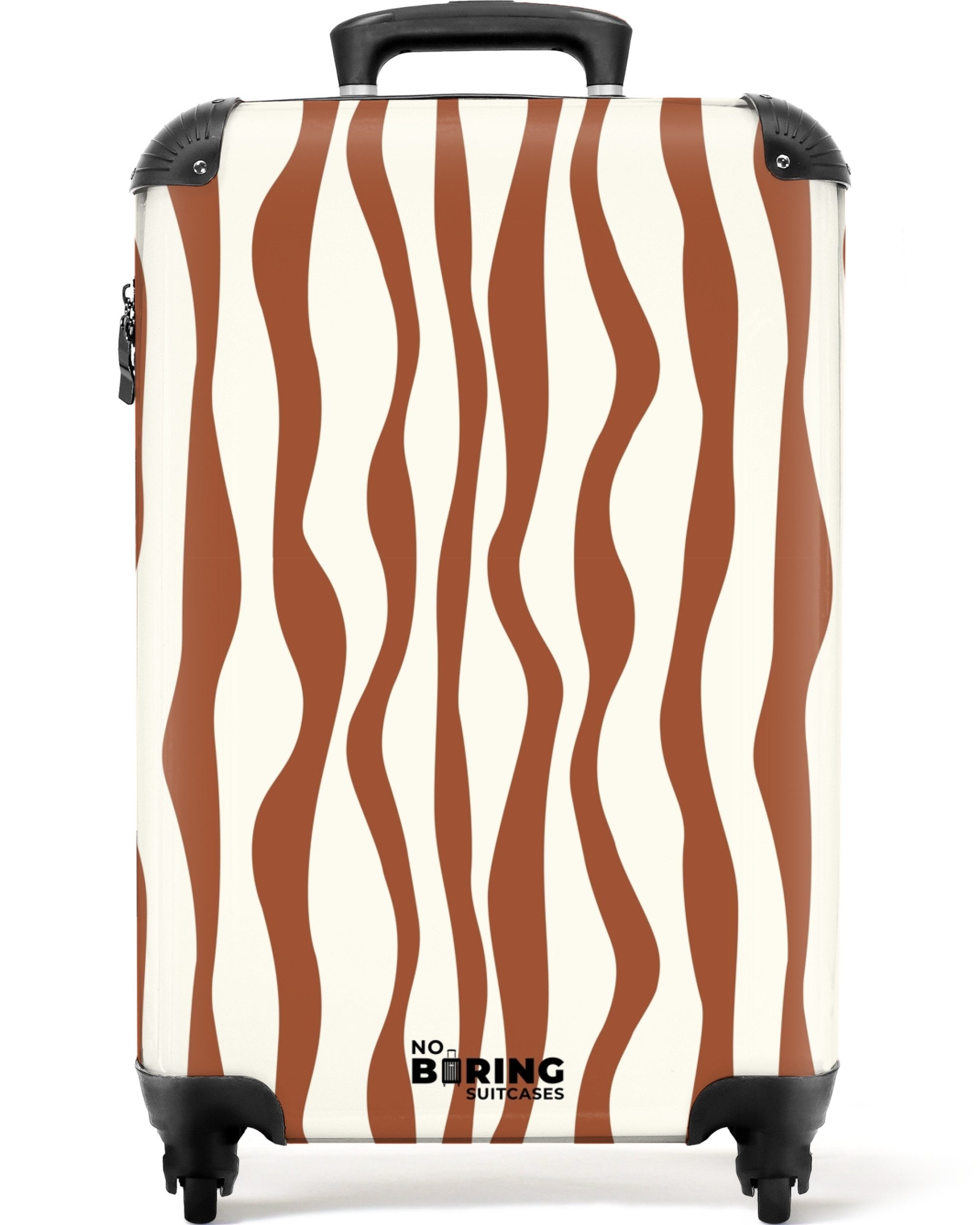 NoBoringSuitcases.com© Hartschalen-Trolley Braun mit weißen Wellenlinien günstig online kaufen