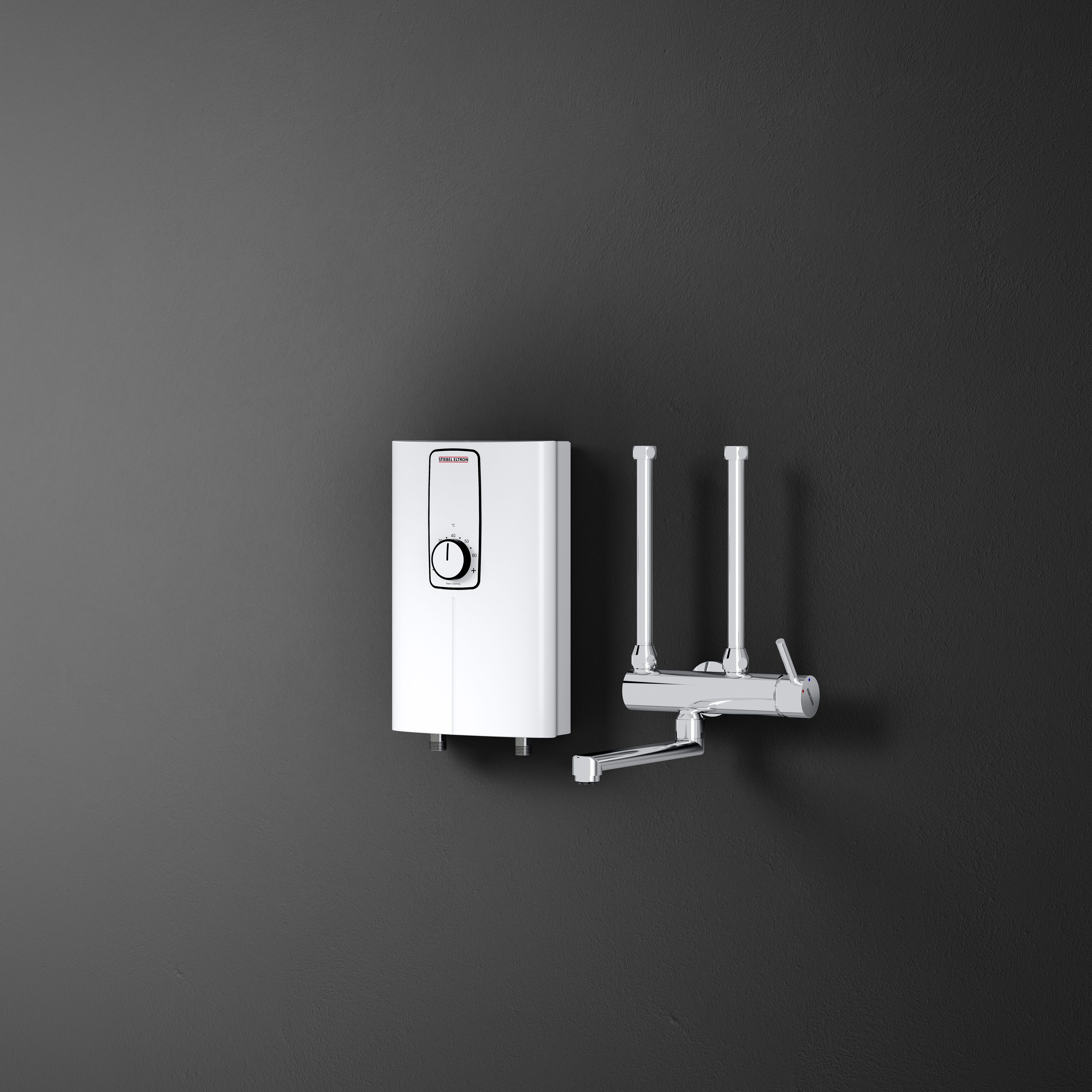 STIEBEL ELTRON Kompakt-Durchlauferhitzer DCE 11/13 H, min. 35 °C, Set, 3i Technologie für konstante Warmwassertemperatur, inkl. MEKD Armatur