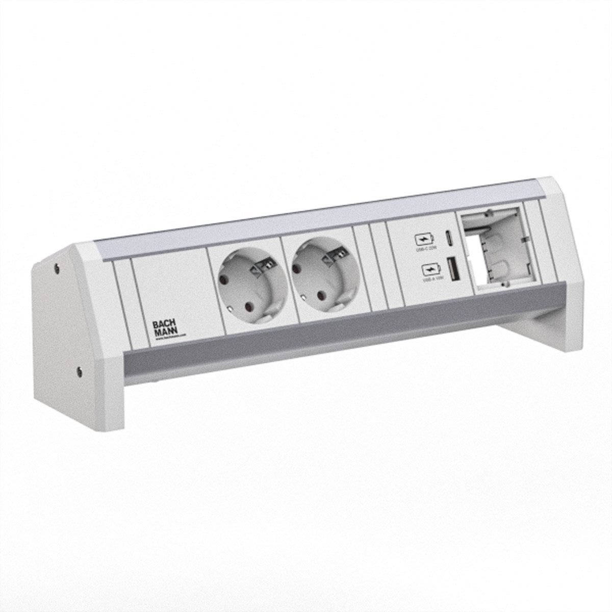 Bachmann DESK 2xCEE7/3 1xUSB A/C 22W 1xCM GST18 RAL9010 Steckdosenleiste, 902.0293
