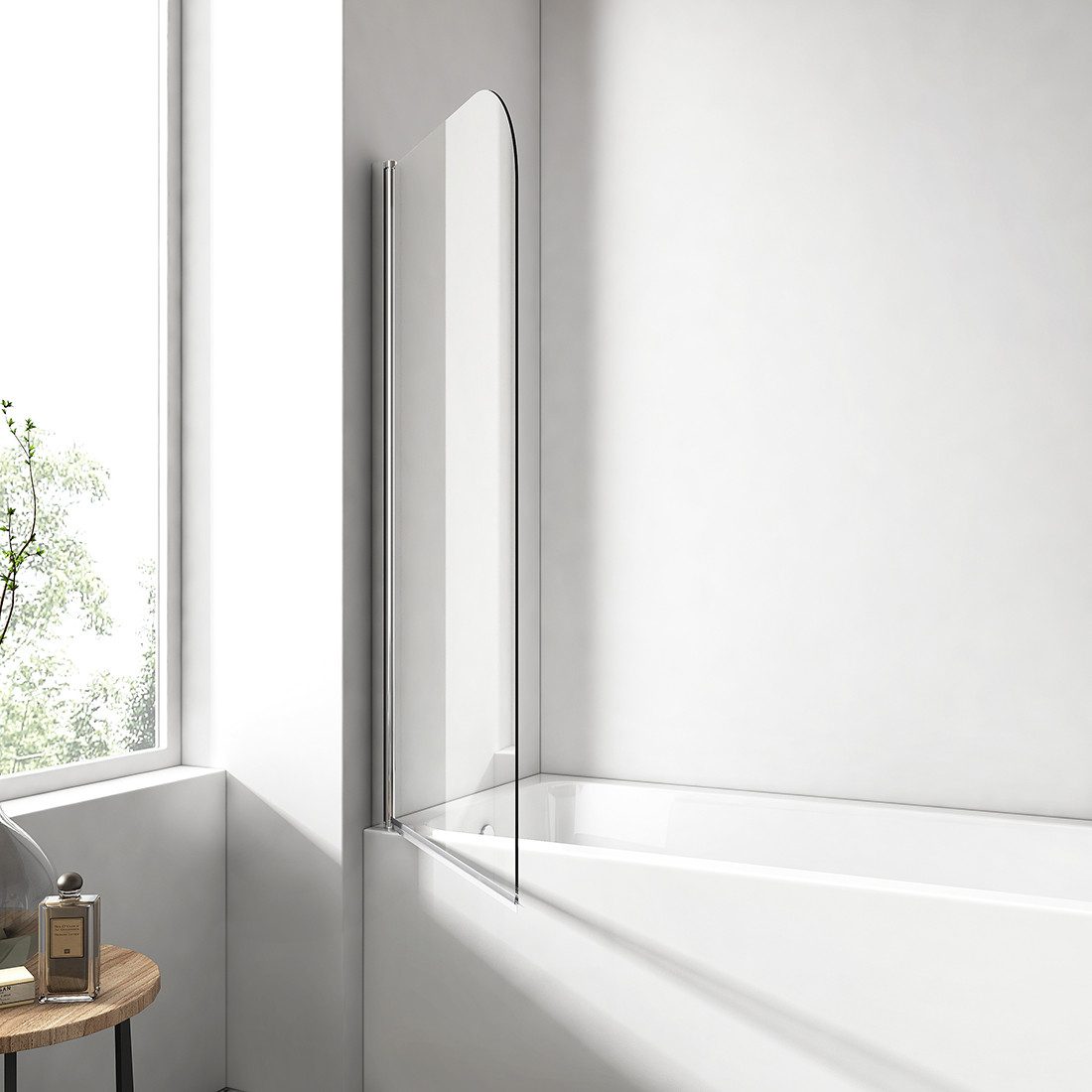 EMKE Badewannenaufsatz Duschwand für Badewanne schwenkbar mit Nano-Beschichtung, Einscheibensicherheitsglas, (Set), Badewannenaufsatz aus 6mm ESG-Sicherheitsglas mit Nano-Beschichtung