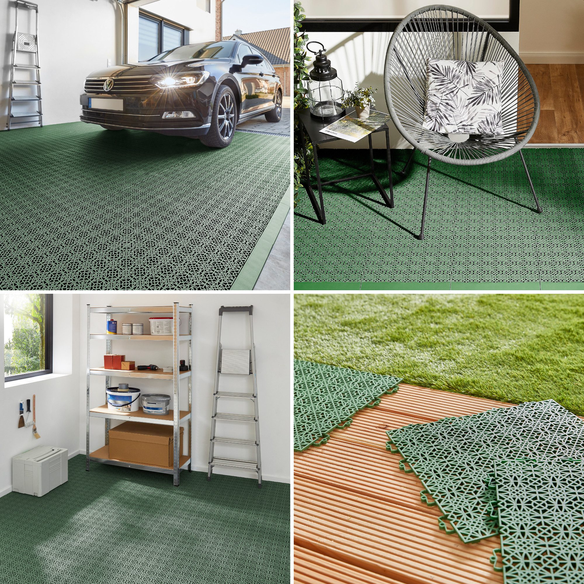Andiamo Kunststoff-Fliesen Terra Sol, Terrassenfliesen, wetterfest, Made in Switzerland, Set, 7 St., erhältlich mit 7 Stück (1 qm), 14 Stück (2 qm) oder 35 Stück (5 qm), Klickfliesen, 38x38 cm, Balkon Bodenbelag, UV-beständig