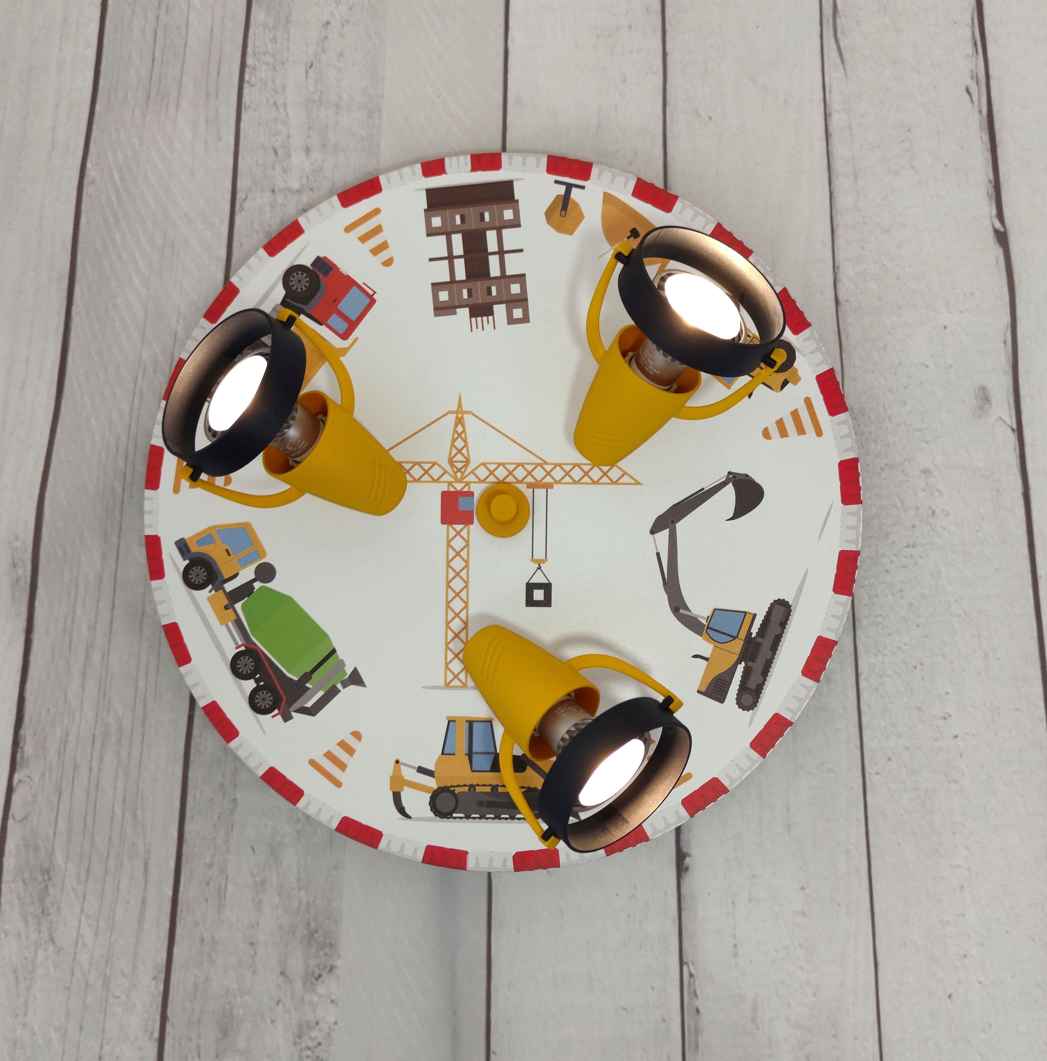 niermann Deckenstrahler Strahler Baustelle, Kinderlampe, 3 verstellbare Spots, Kinderzimmer