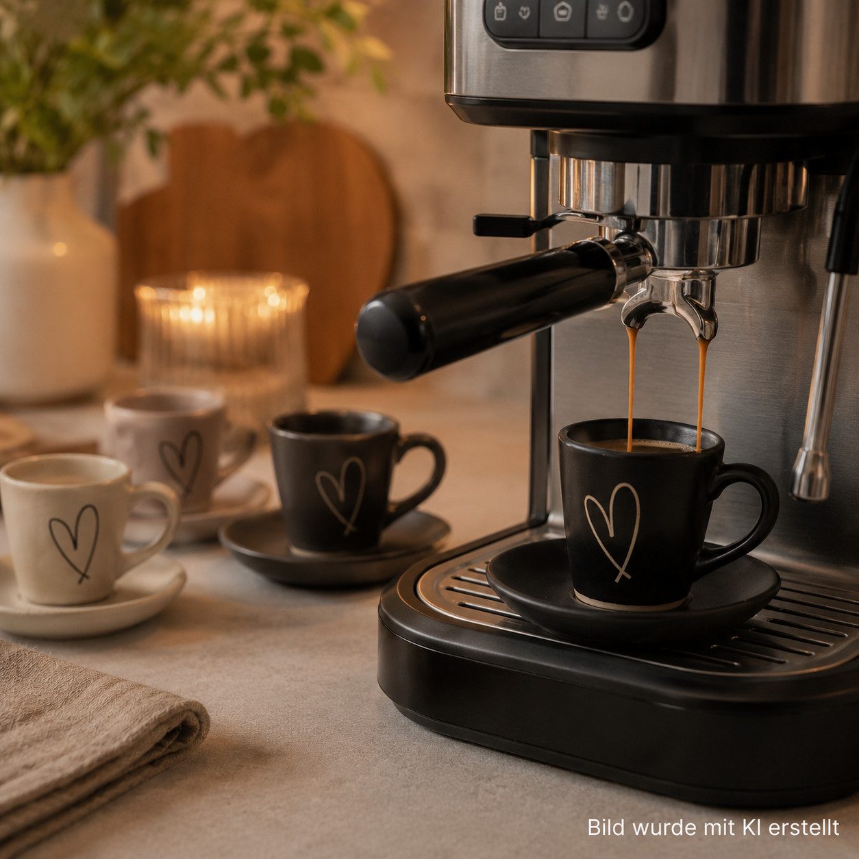 XiRRiX Espressotasse Espresso Tassen Set mit Untertasse bunt mit Herzmotiv, Steinzeug, Spülmaschinengeeignet – Bild 5 von 5