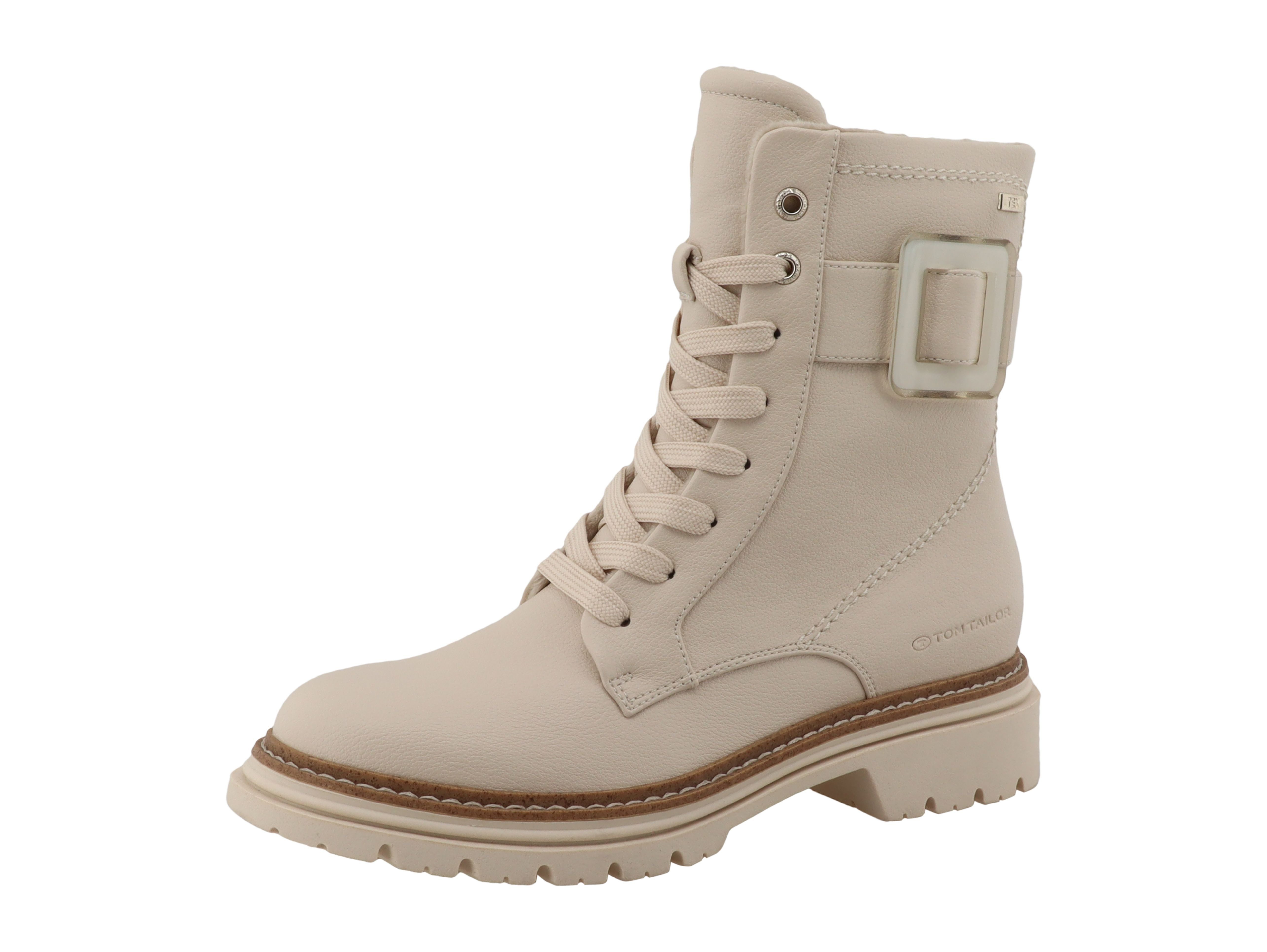 TOM TAILOR Schnürstiefelette Blockabsatz, Schnürboots mit auffälliger Zierschnalle
