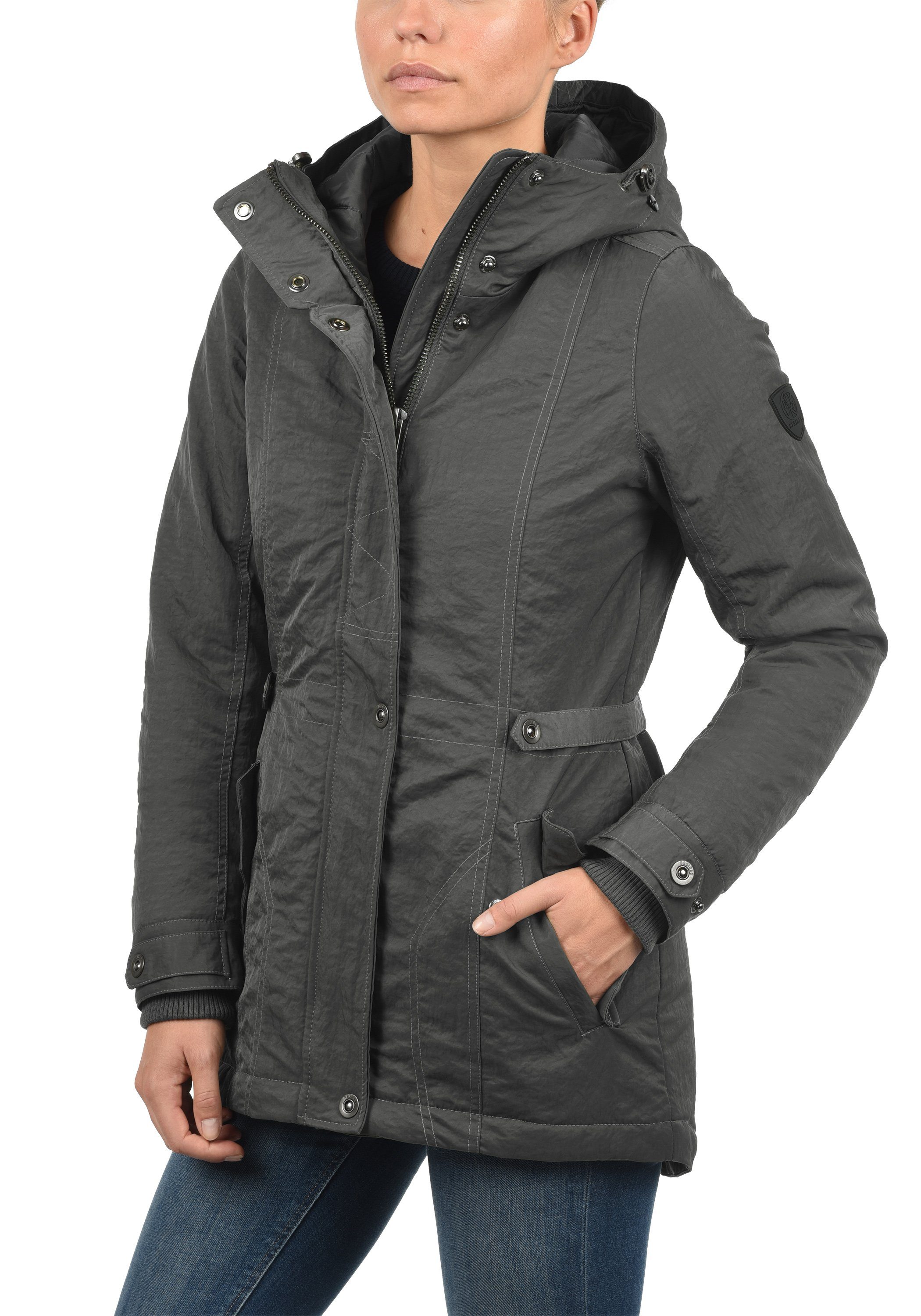 mit Winterjacke DESIRES Dark Parka (2890) Kunstfellkragen Grey abnehmbarem Jana