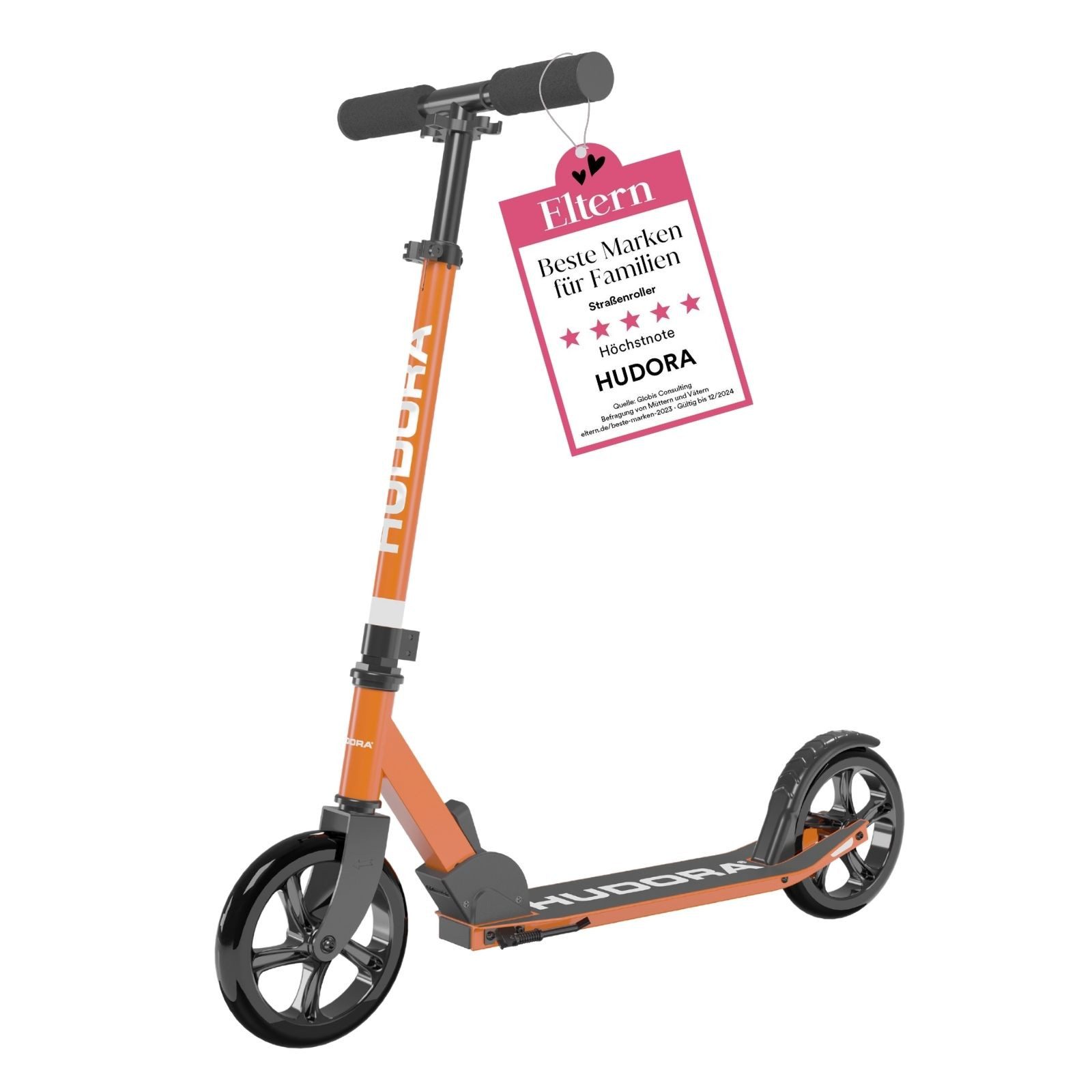 Hudora Cityroller Scooter Start 200 Höhenverstellbarer & zusammenklappbarer Cityroller, Kinder- & Erwachsenenroller für bis zu 100kg mit Ständer