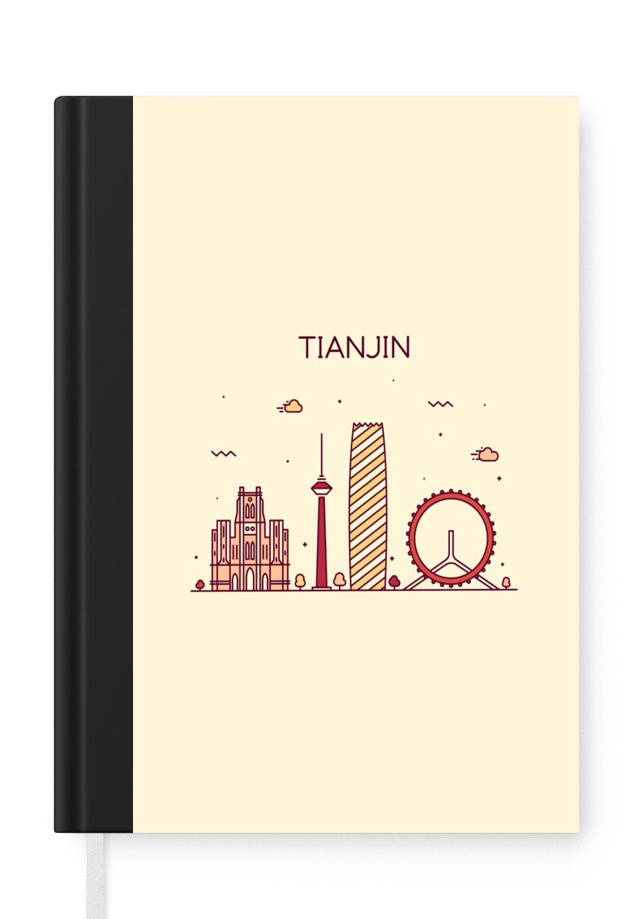 China Skyline, - Notizheft, Haushaltsbuch Notizbuch Journal, Seiten, Tianjin Merkzettel, 98 A5, MuchoWow Tagebuch, -