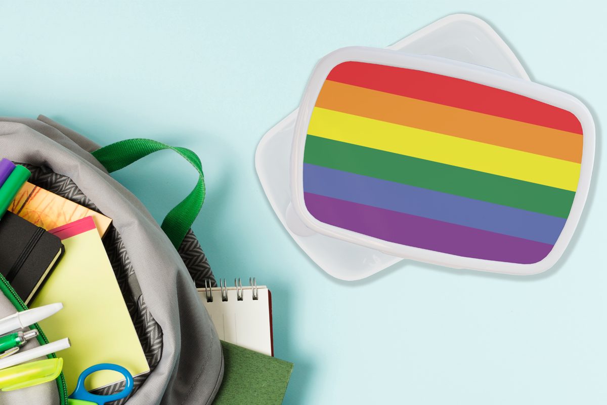 MuchoWow Lunchbox Regenbogenflagge - Stolzflagge Mädchen weiß Brotbox für Erwachsene, Kinder Kunststoff, Liebe, und Brotdose, - Jungs (2-tlg), für und