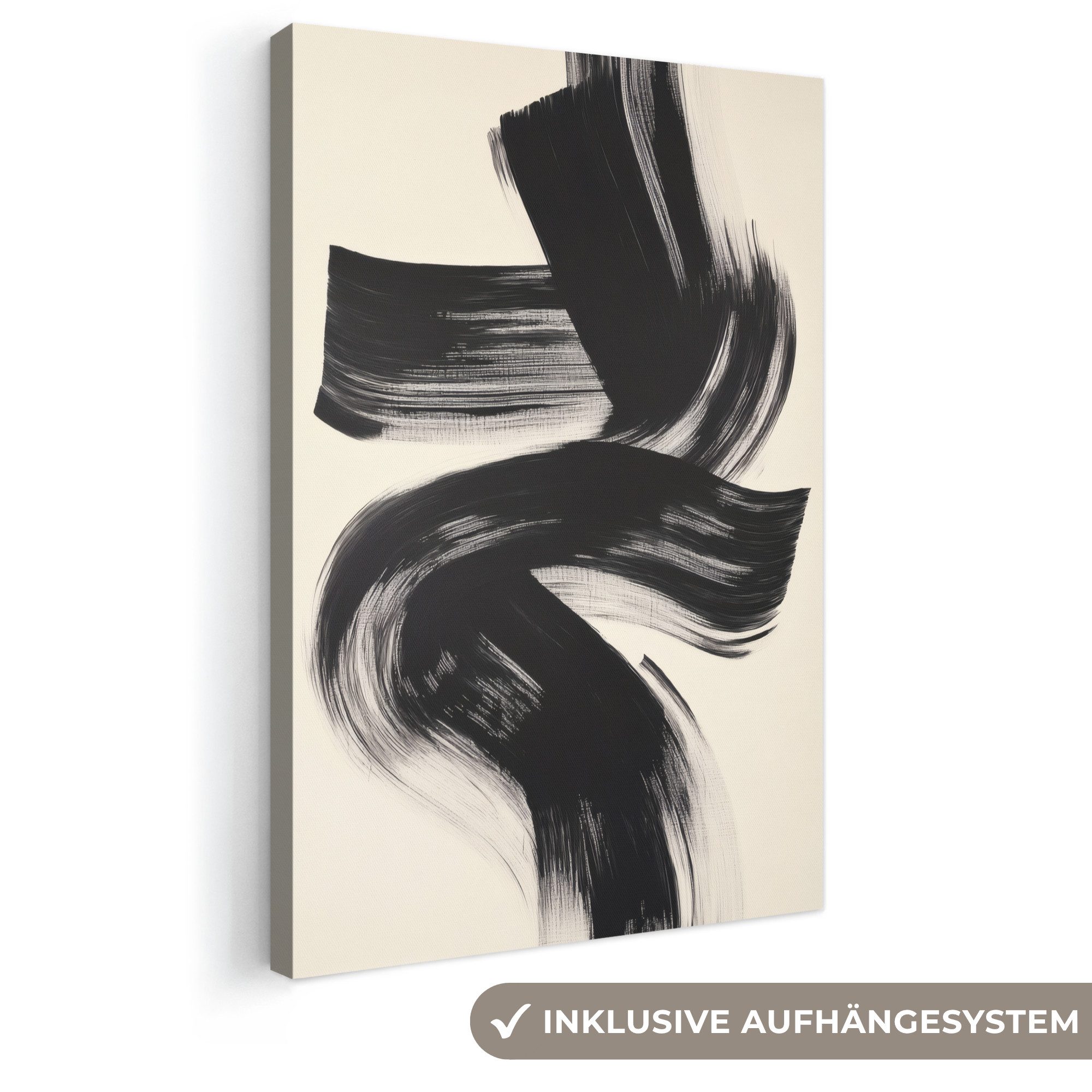 OneMillionCanvasses® Leinwandbild Streifen - Schwarz - Abstrakt, Fotodruck (1 St), Leinwand Canvas Wandbild, Wanddekoration 20x30 cm
