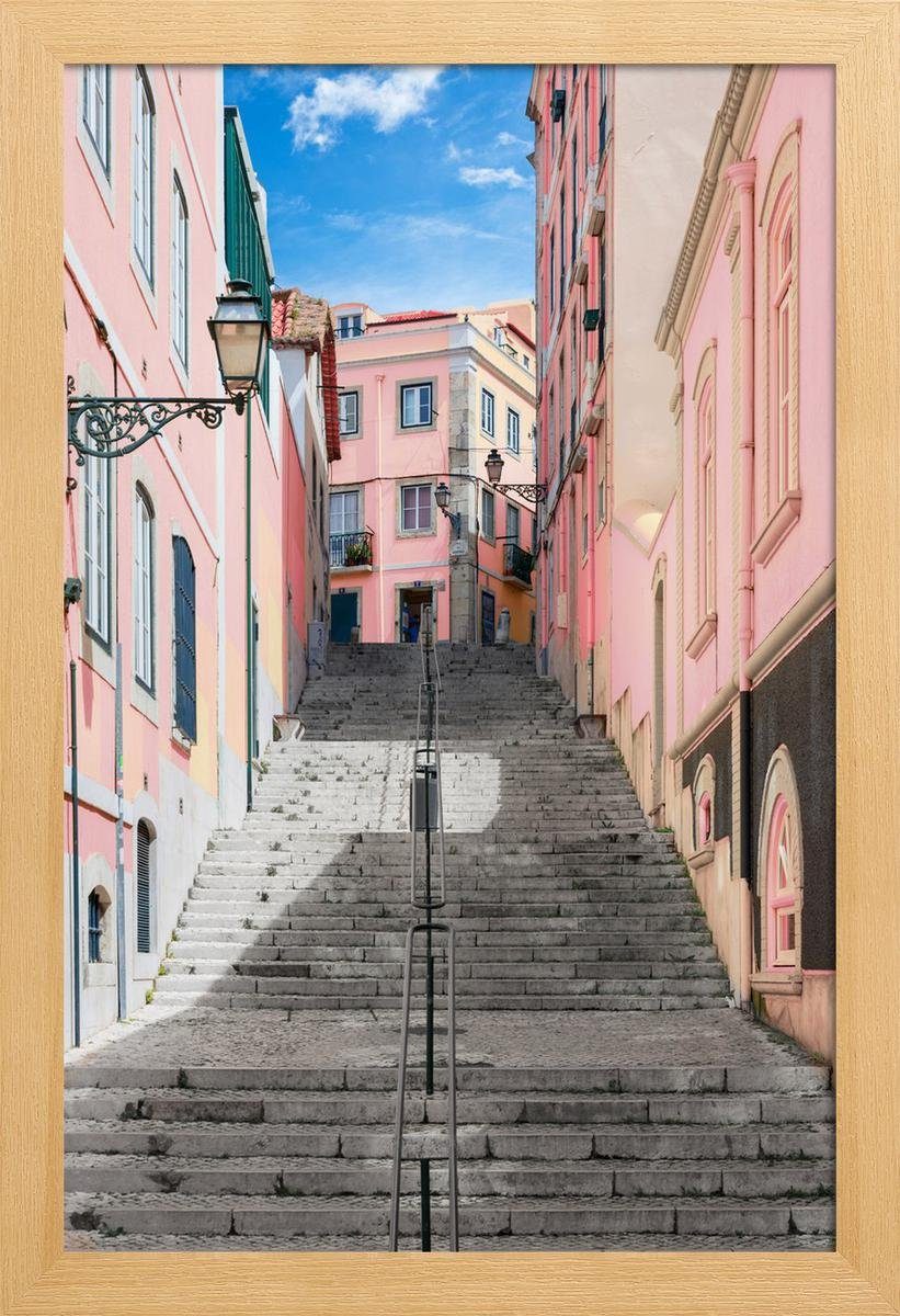 Juniqe Poster Poster mit Holzrahmen, Metropolis (1 St), Fine-Art-Print in Galeriequalität mit einem 1 cm breiten, weißen Rand