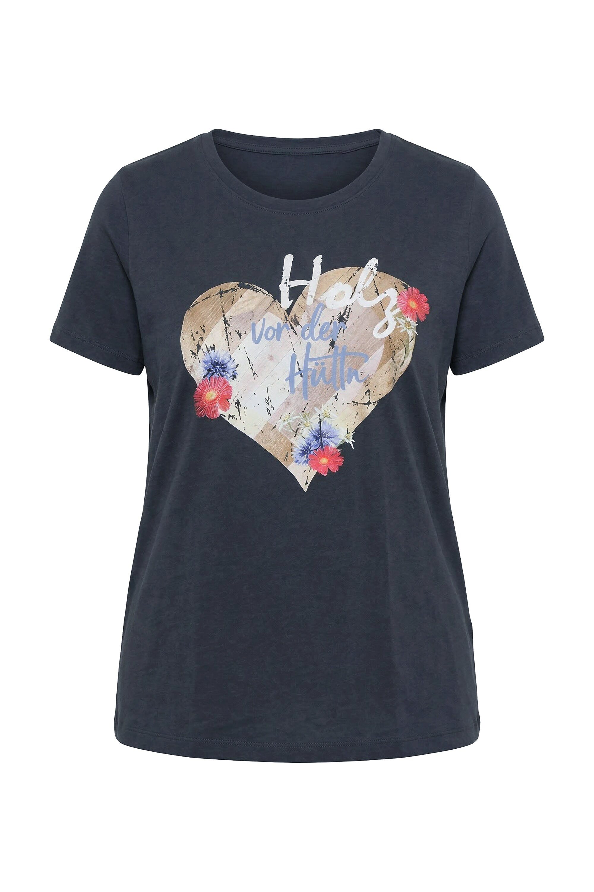 Ulla Popken T-Shirt T-Shirt Herz Classic Rundhals Halbarm