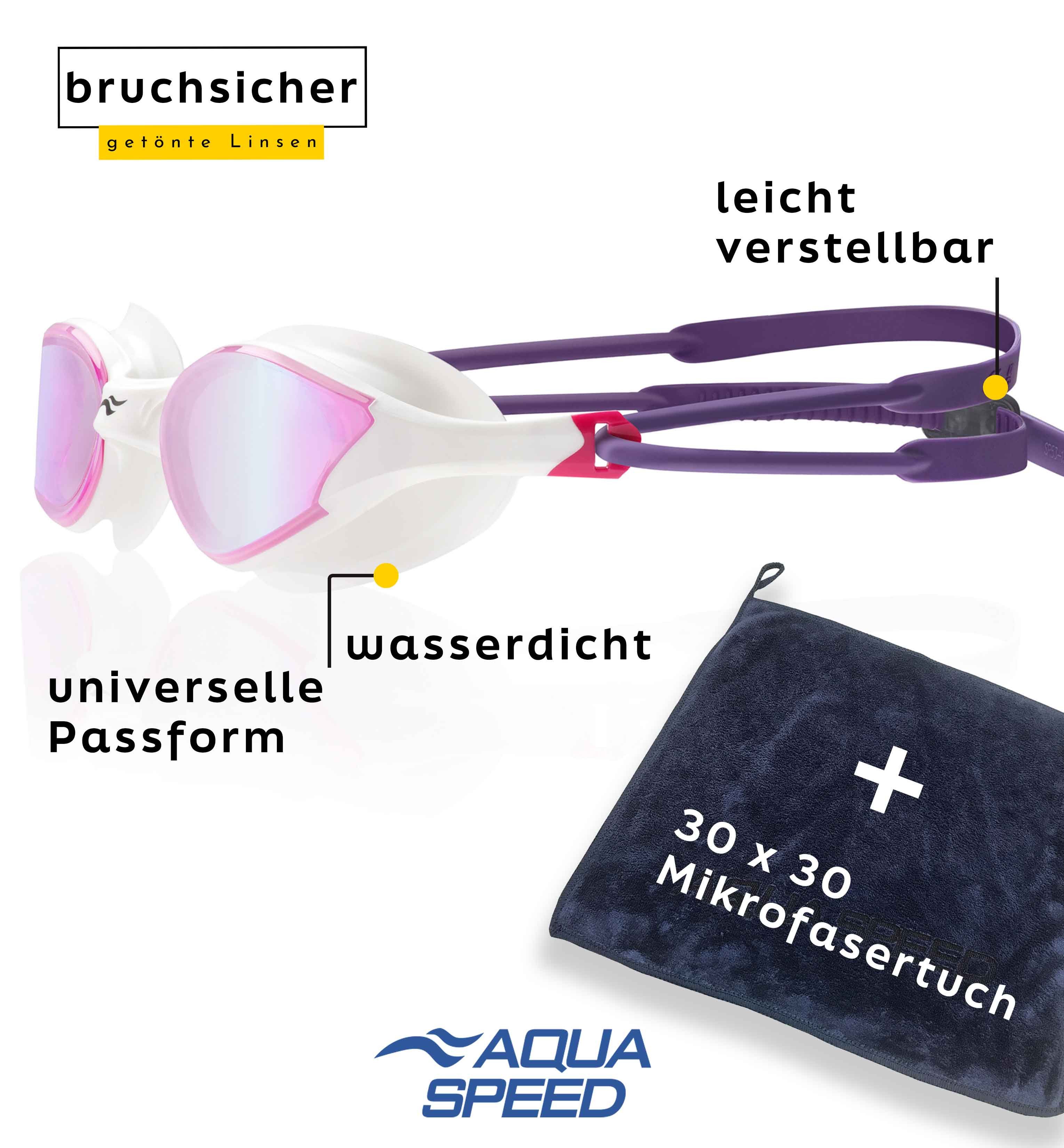 Aqua Speed Schwimmbrille Vortex Trainingsbrille verspiegelt lila – UV-Filter & Soft-Passform, (Komfortlösung für empfindliche Augen & längere Tragezeit), Komfortdichtung aus Silikon – weich & dauerhaft dicht