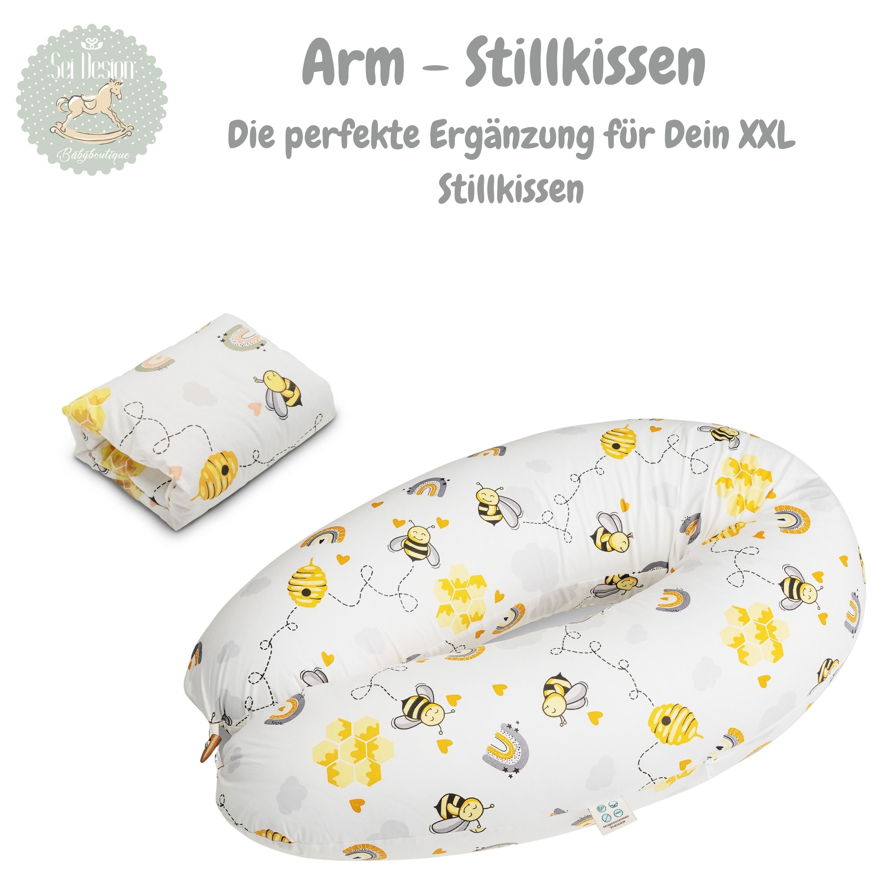 Stillmuff 1-tlg., Stillkissen Baby Armband Ministillkissen, Design Armkissen Reisestillkissen Seitenlagerungskissen Biene SEI Armrolle Stillmuff