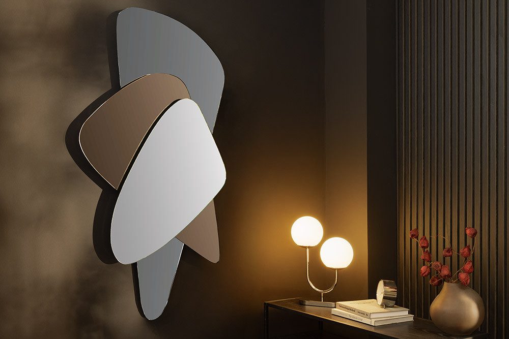 riess-ambiente Wandspiegel GEOMETRIC 120cm blau/braun/transparent – 3 Spiegelflächen, Accessoire (Einzelartikel, 1-St), Design-Spiegel mit 3D-Effekt – ideal für Flur, Wohn- oder Schlafzimmer