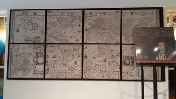 Linoows Dekoobjekt Renaissance Weltkarte, die Alte Welt, Kartenmappe, auf 8 Luxus Blättern montiert 160 x 75 cm
