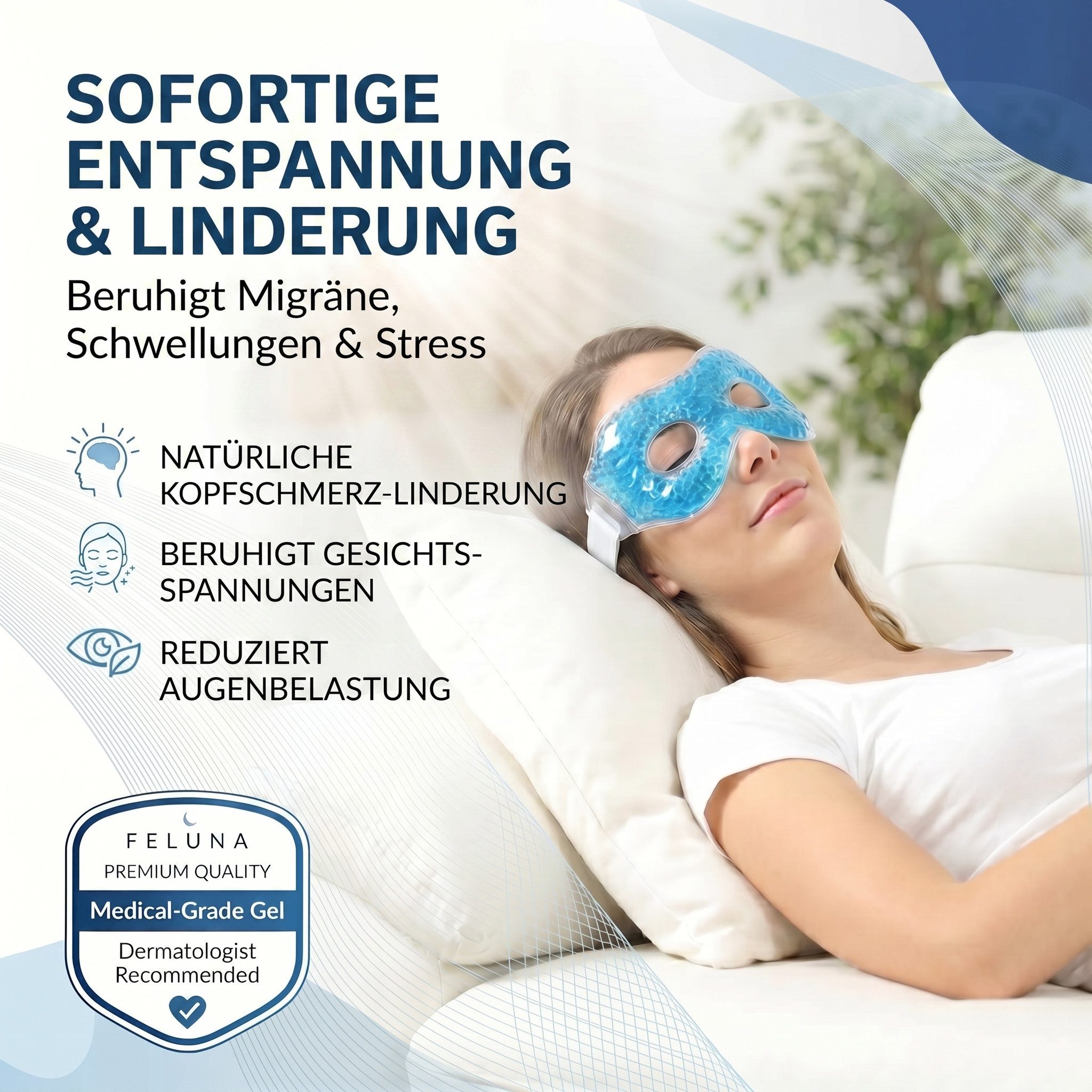 Feluna Gesichtsmaske FELUNA kühlmaske gesicht für Augen-Entspannungs&Kältetherapie Maske Kühlmaske, Entspannungsmaske Kühlende Maske
