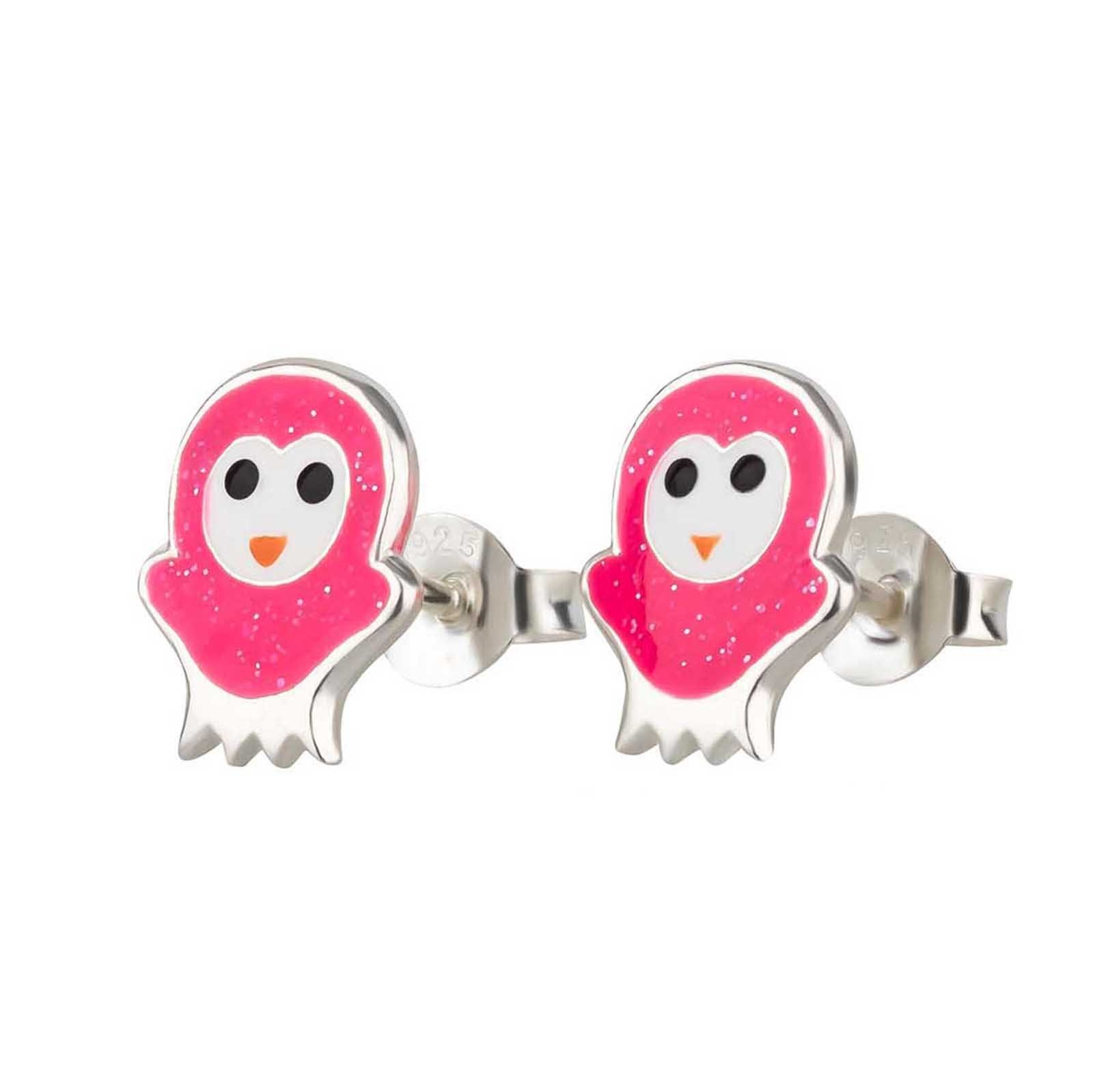 925 Eule Kinderschmuck, Ohrringe Kinderohrstecker, Kinder Mädchen, Paar Ohrstecker Geschenk schmuck23 Pink Uhu Silber,