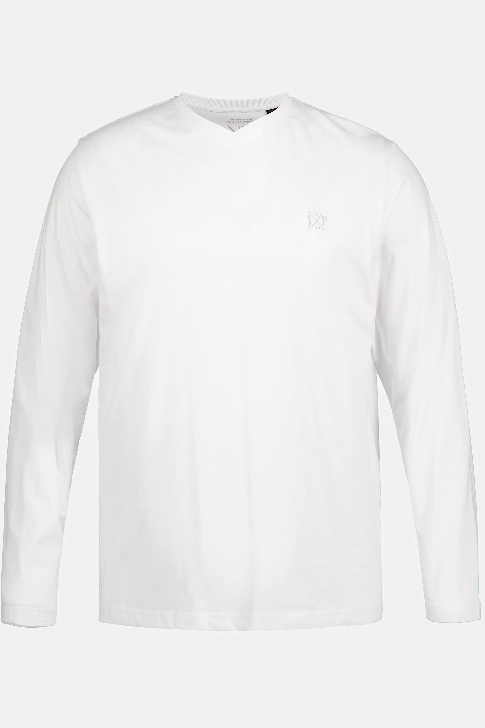 T-Shirt Langarm Langarmshirt V-Ausschnitt 8 bis XL Basic JP1880 schneeweiß