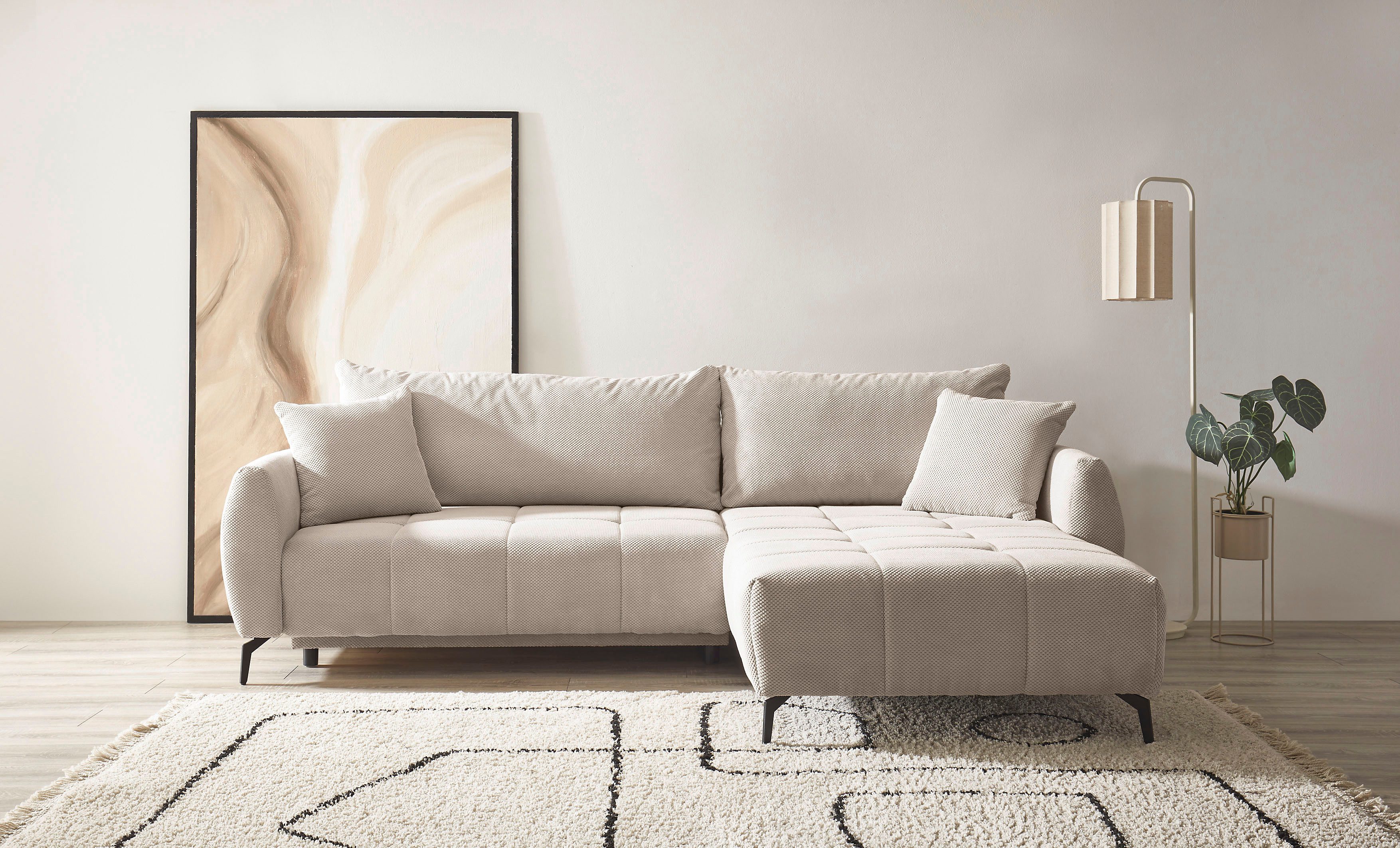 OTTO home Ecksofa JINNIE Webstoff, L-Form, Polsterecke m. Schlaffunktion, Recamiere links/rechts montierbar, als Webstoff oder …