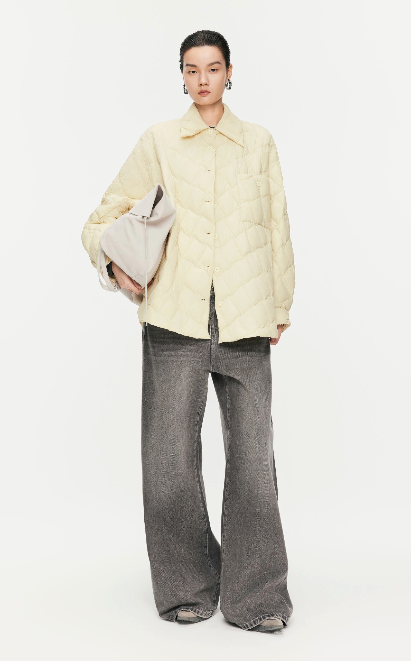 JNBY Daunenjacke Oversize Cone shape Daunenjacke Übergang mit Kachelsteppung