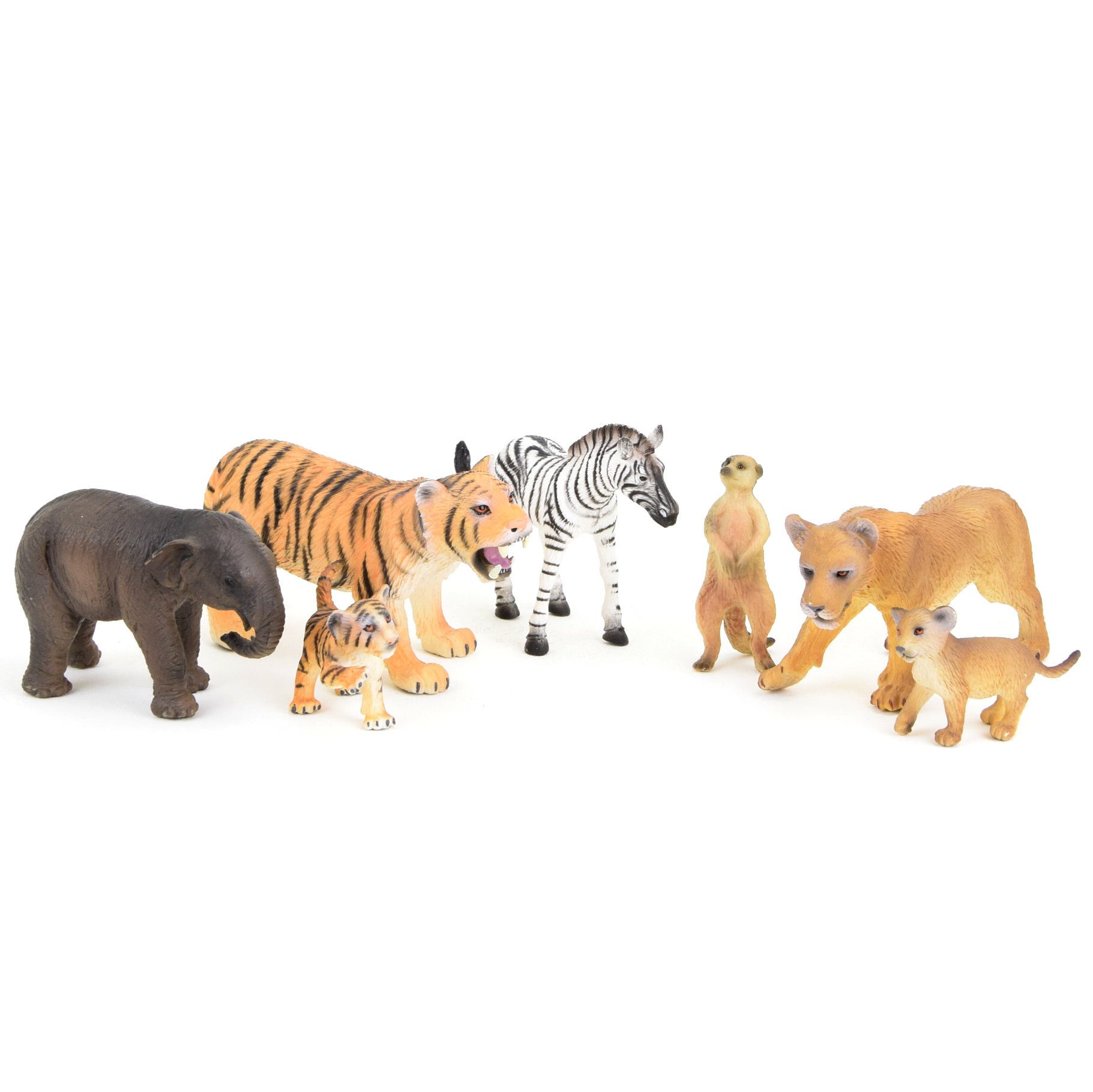BULLYLAND Actionfigur Wildnis 7 Tiere, Elefant, Tiger, Zebra, Löwe, Erdmännchen