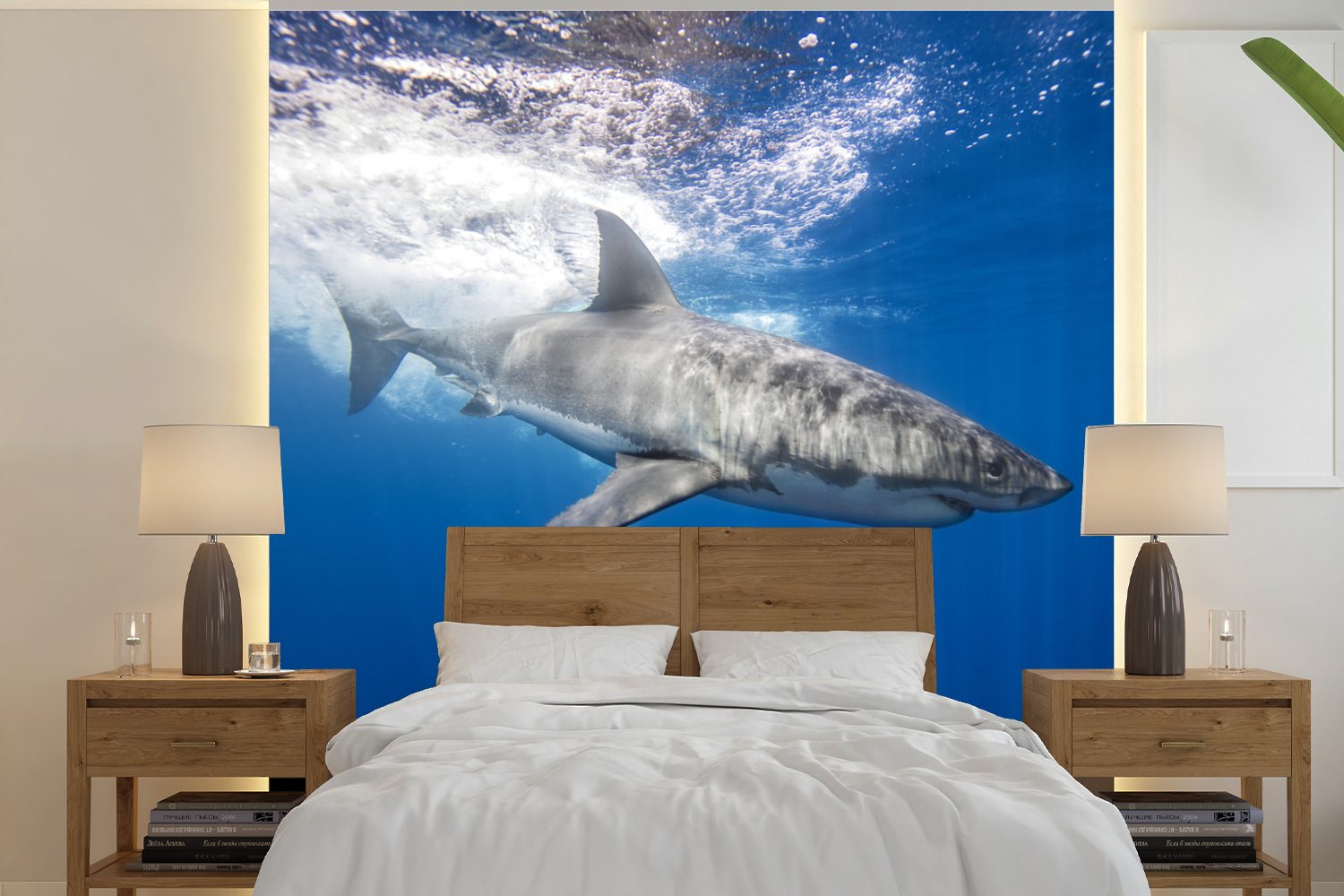 MuchoWow Fototapete Hai - Meer bedruckt, Tapete - oder Wasser, Wohnzimmer für Matt, Vinyl St), Schlafzimmer, Wandtapete (5