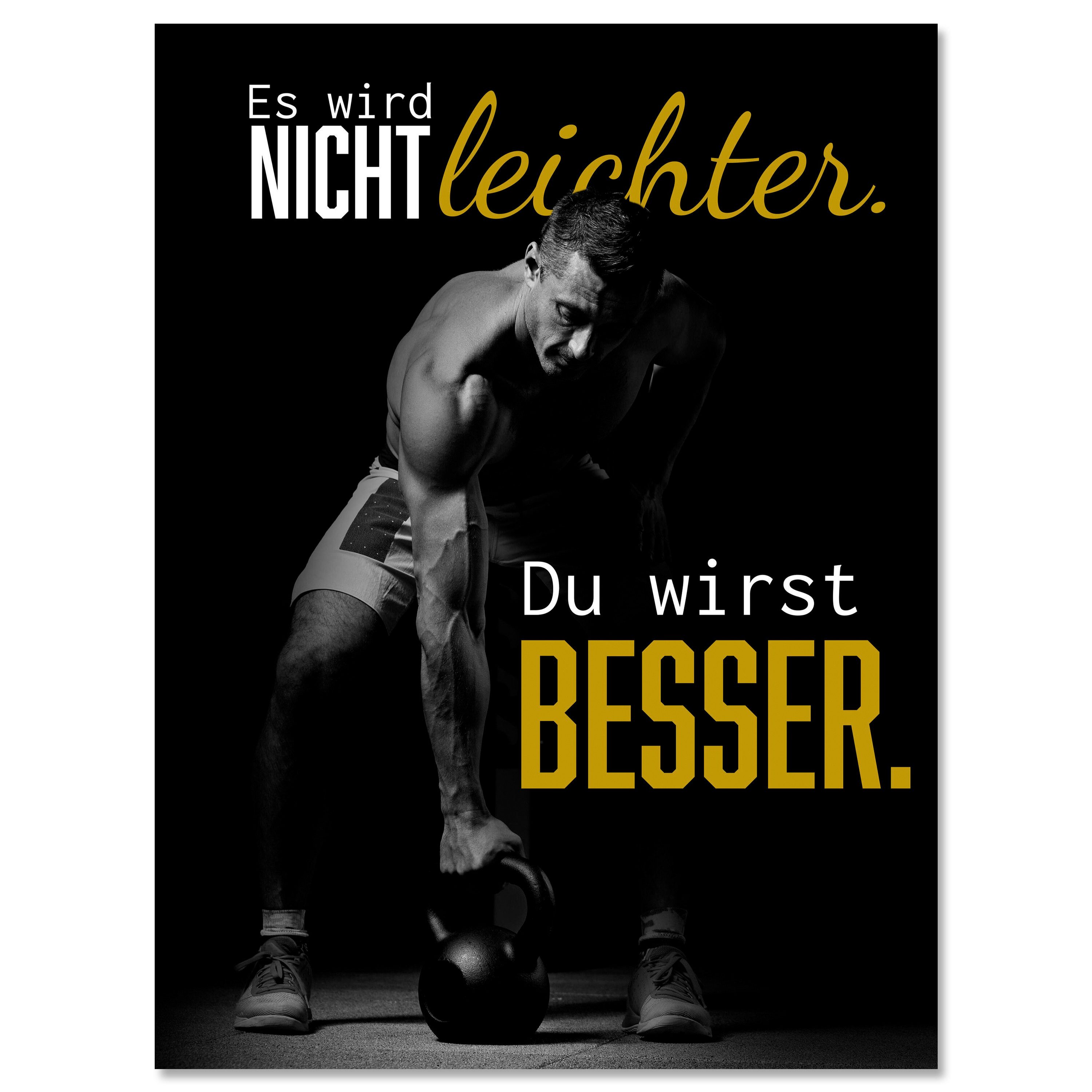 wandmotiv24 Leinwandbild Motivation, Hochformat, besser, Hantel